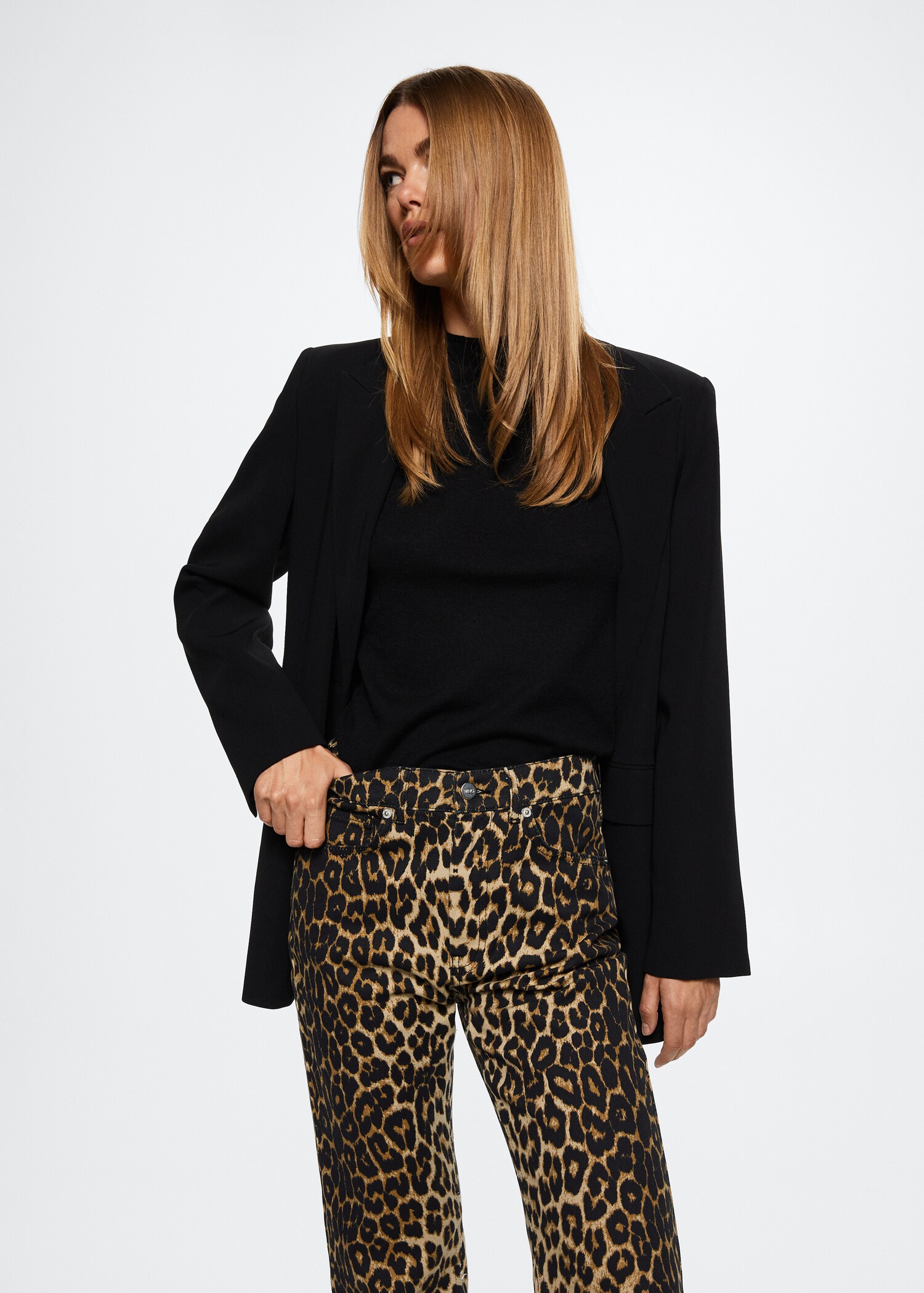 Animal print straight jeans - Details of the article 4