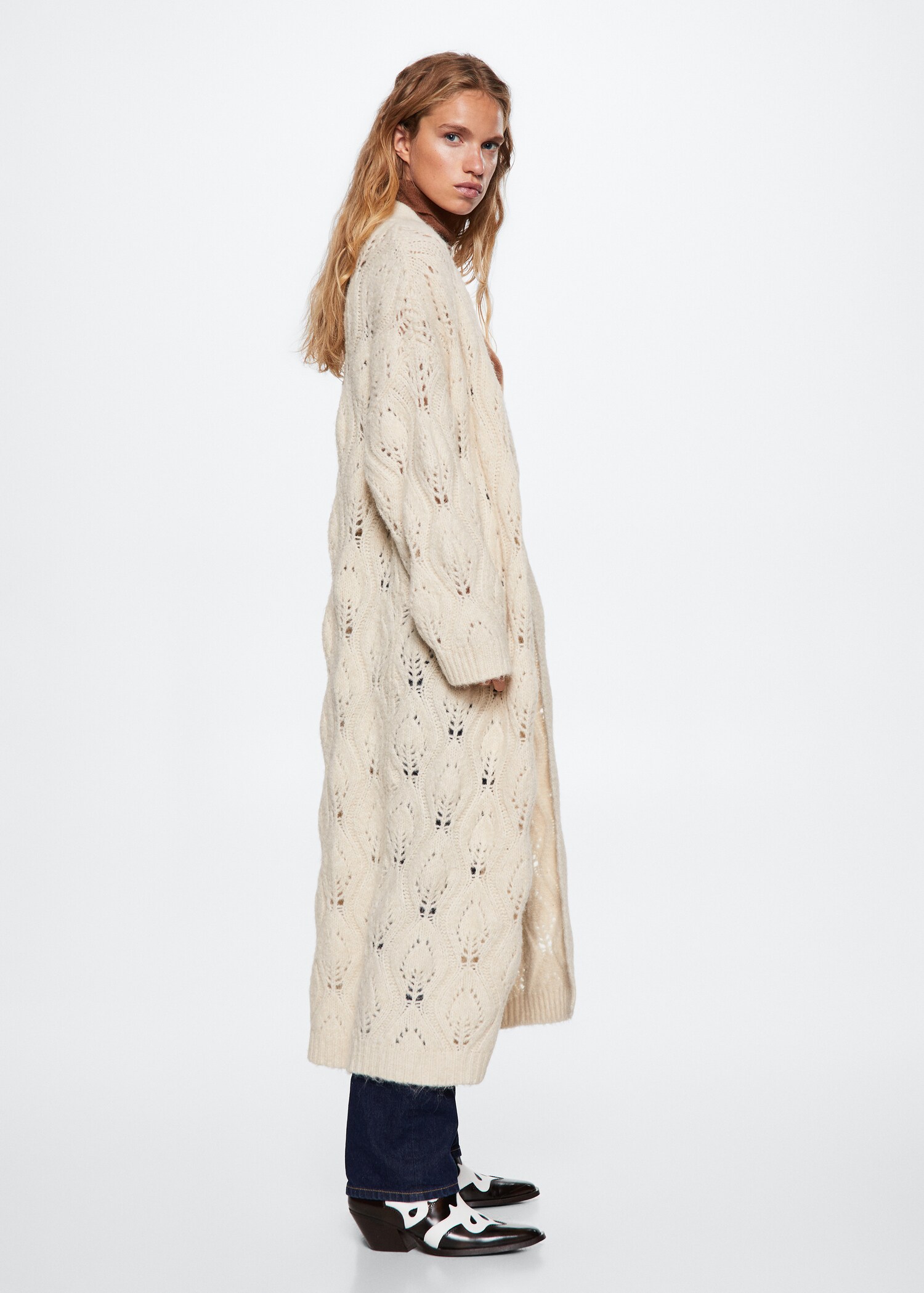 Long openwork knitted cardigan - Details of the article 2