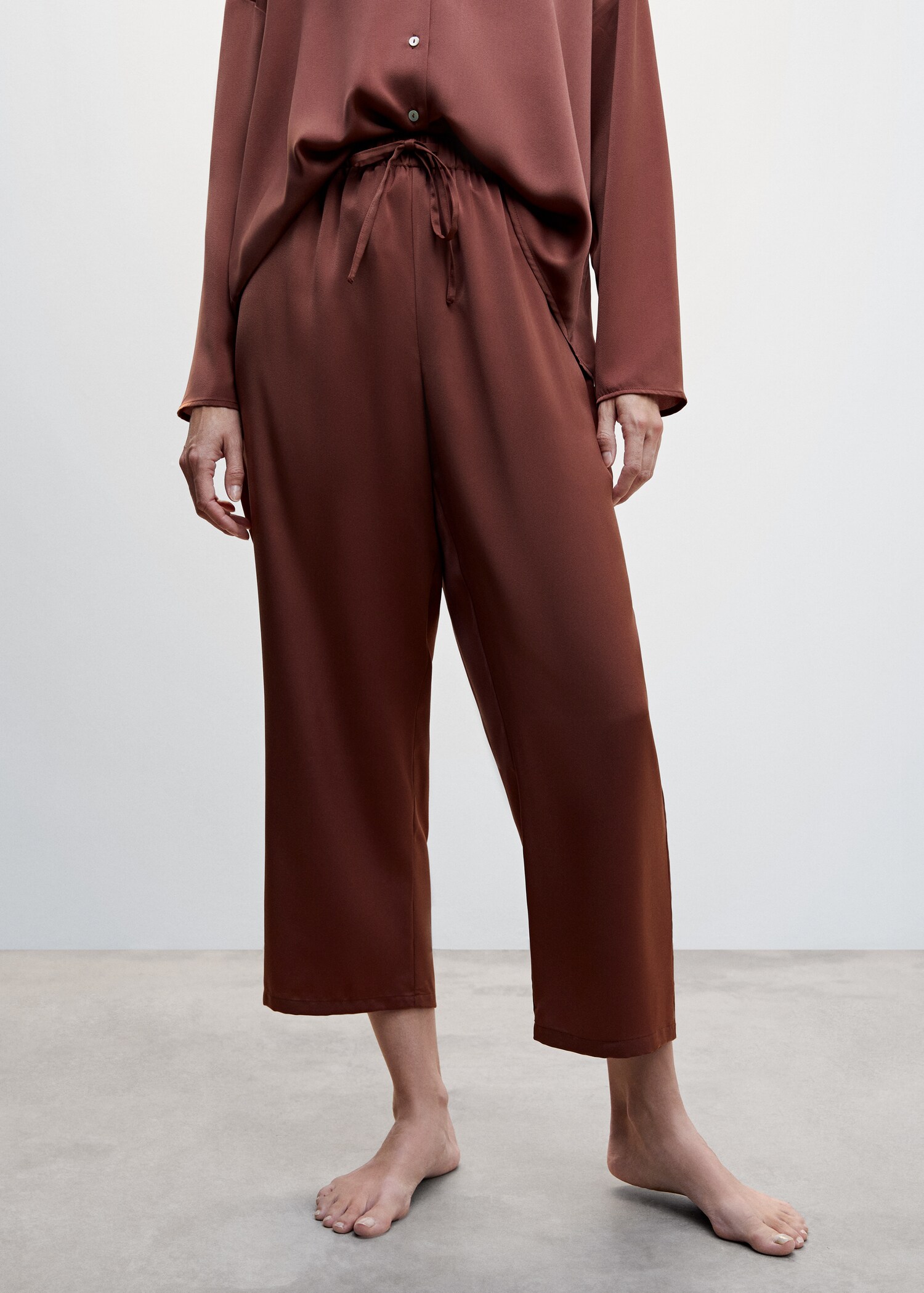 Satin pyjama trousers - Details of the article 1