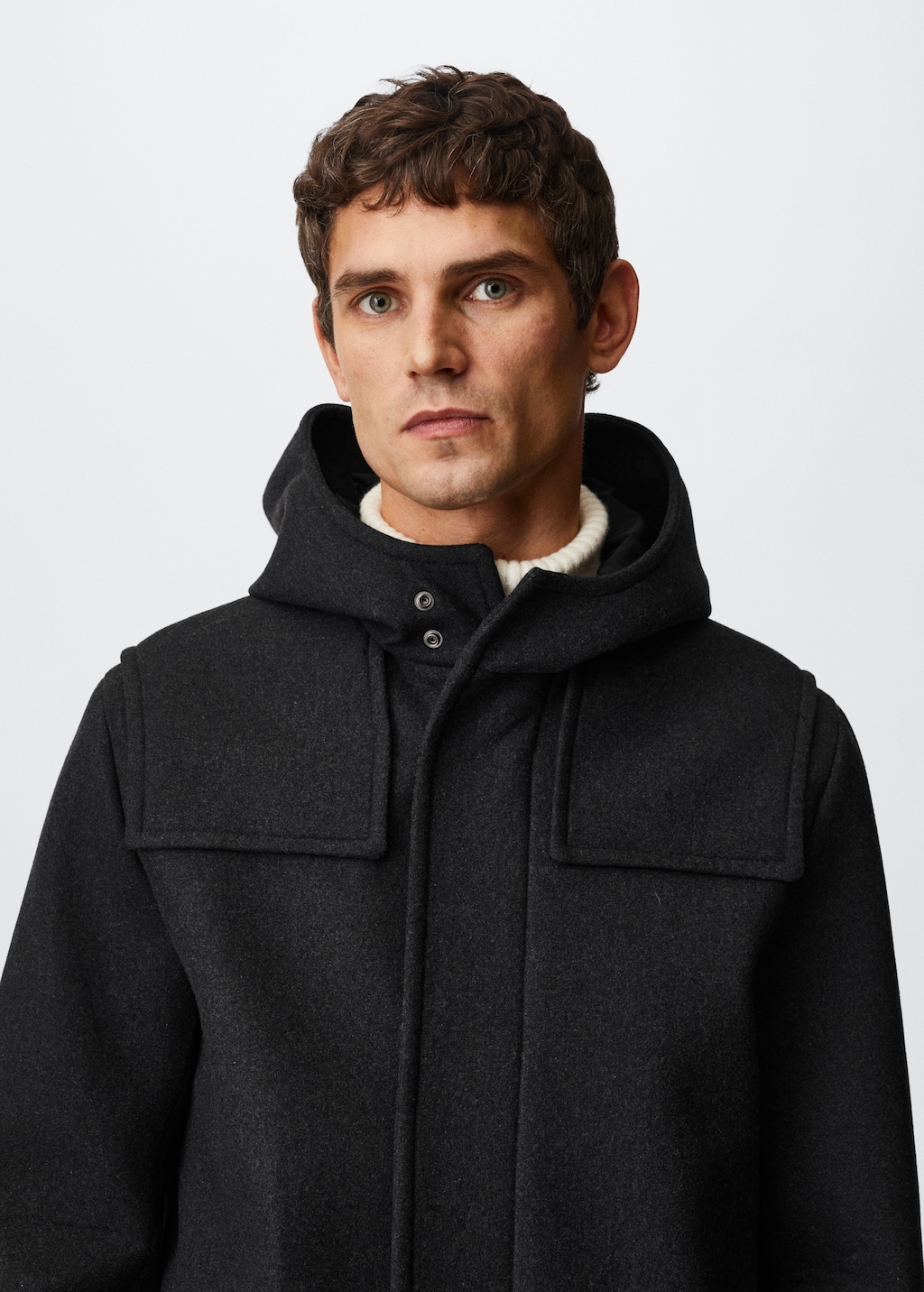 Mango hooded wool coat online
