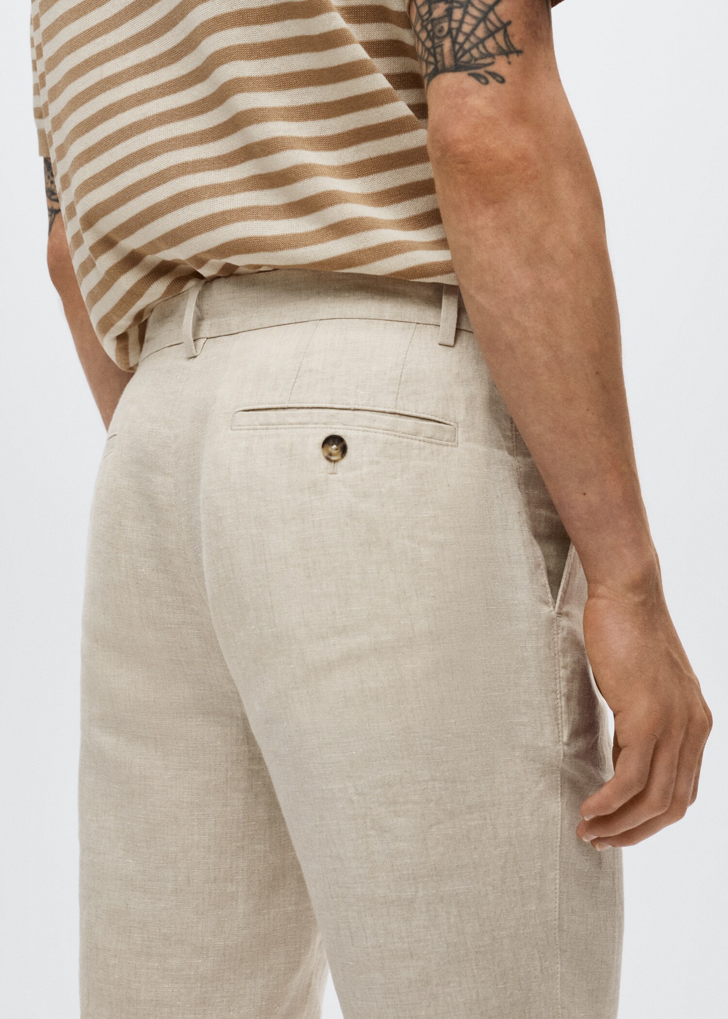 Slim fit linen trousers - Details of the article 3