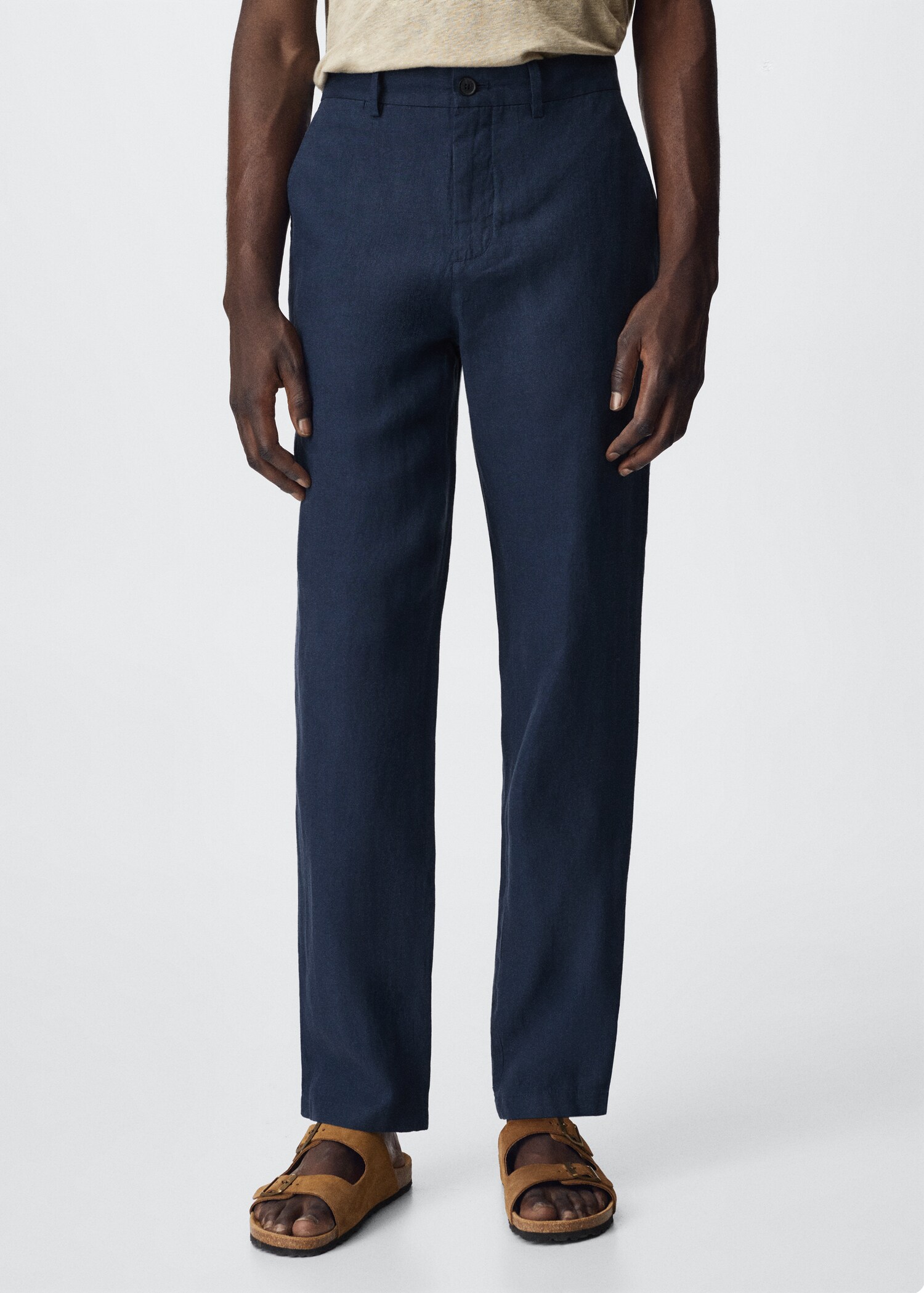 Slim fit linen trousers - Medium plane