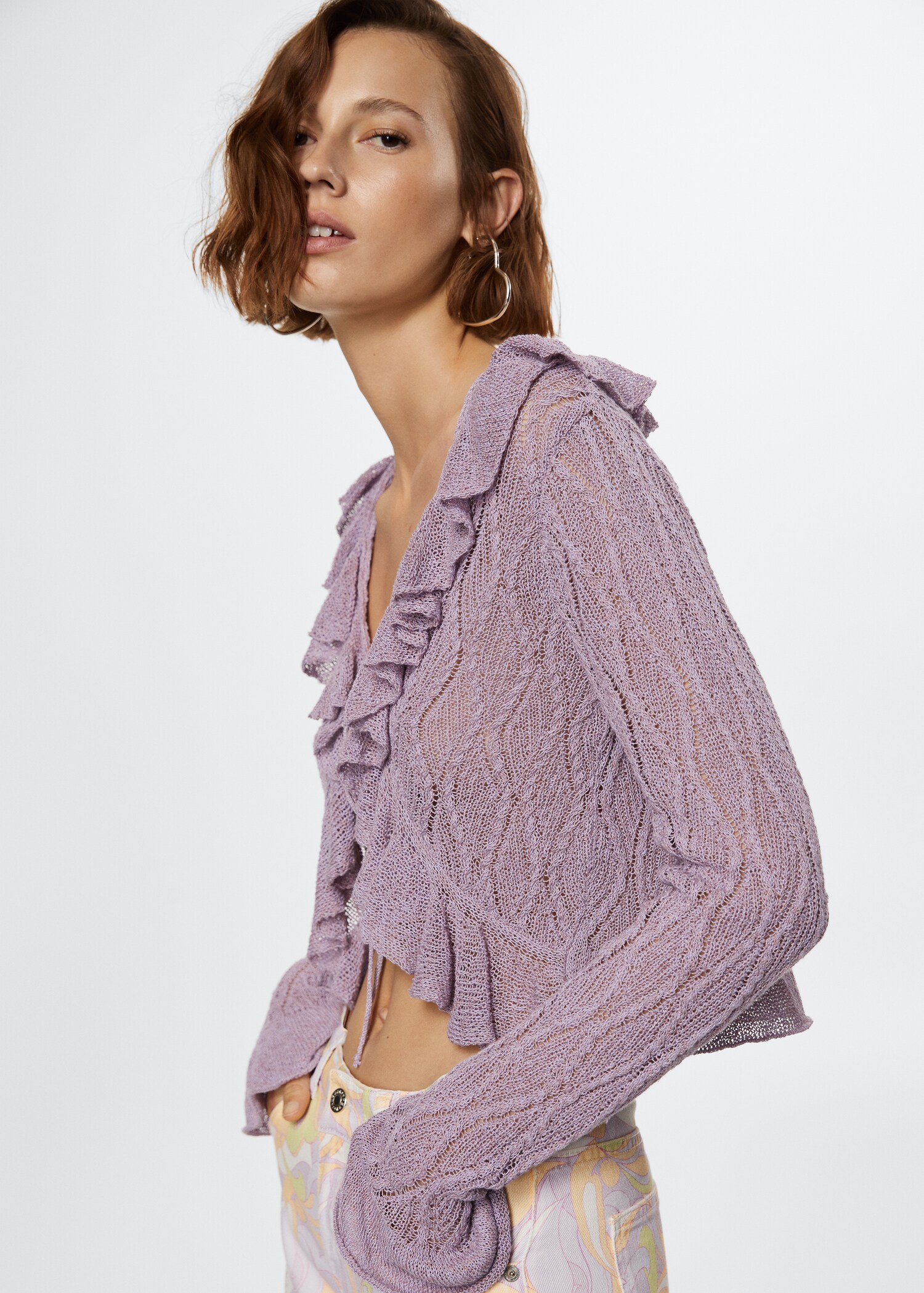 Ruffle  knit cardigan - Details of the article 1