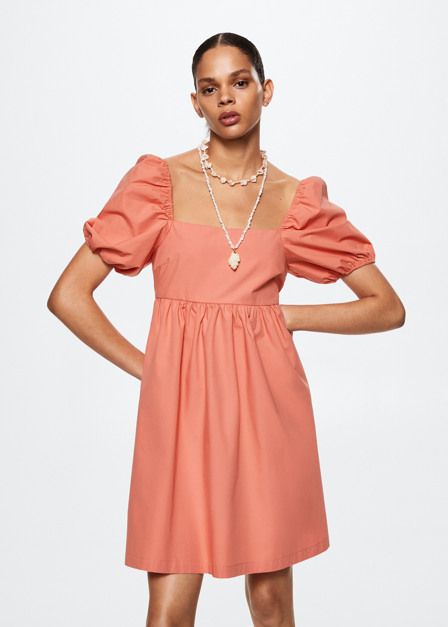 Puffed sleeves cotton dress - Medium plane