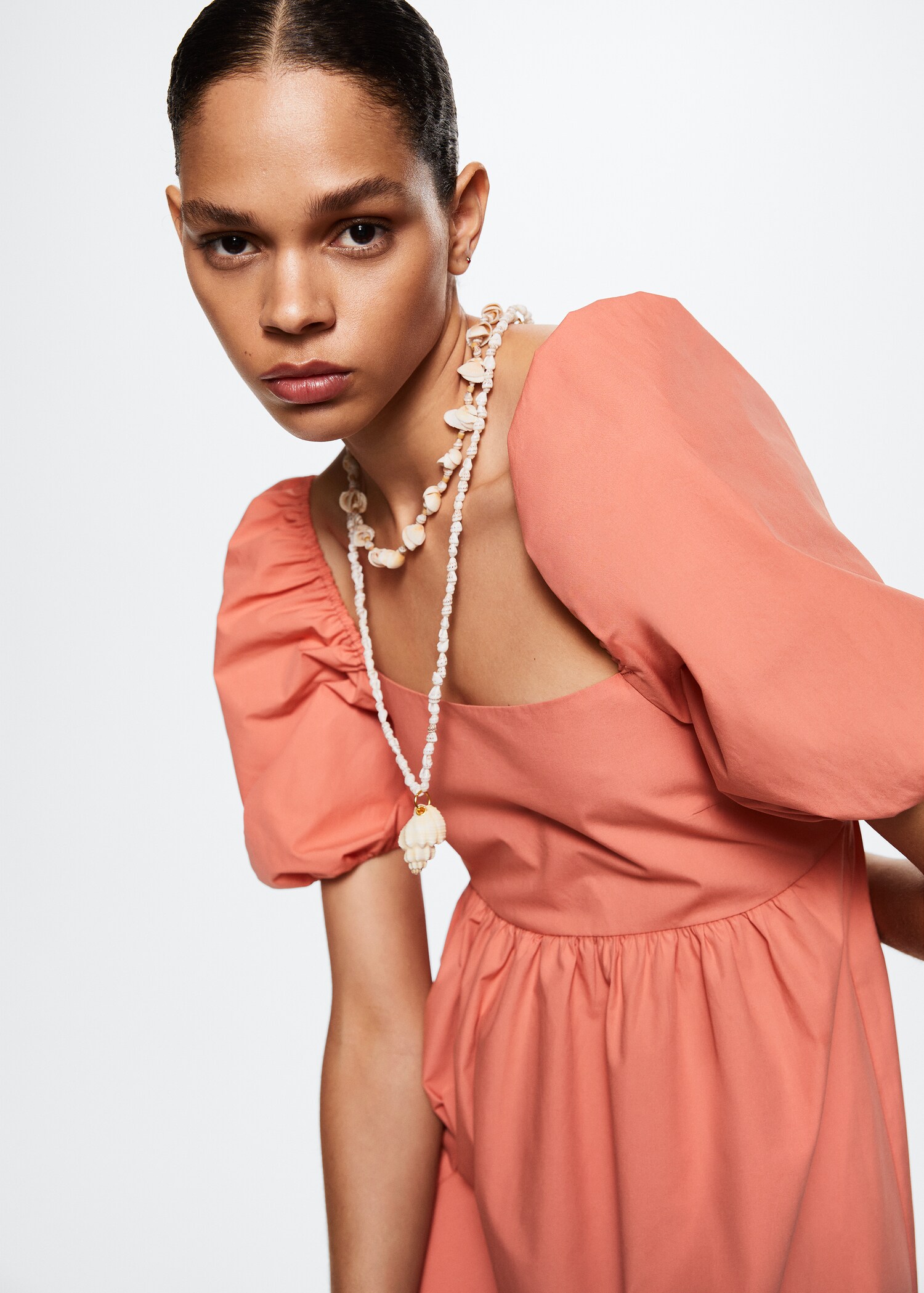 Puffed sleeves cotton dress - Details of the article 1