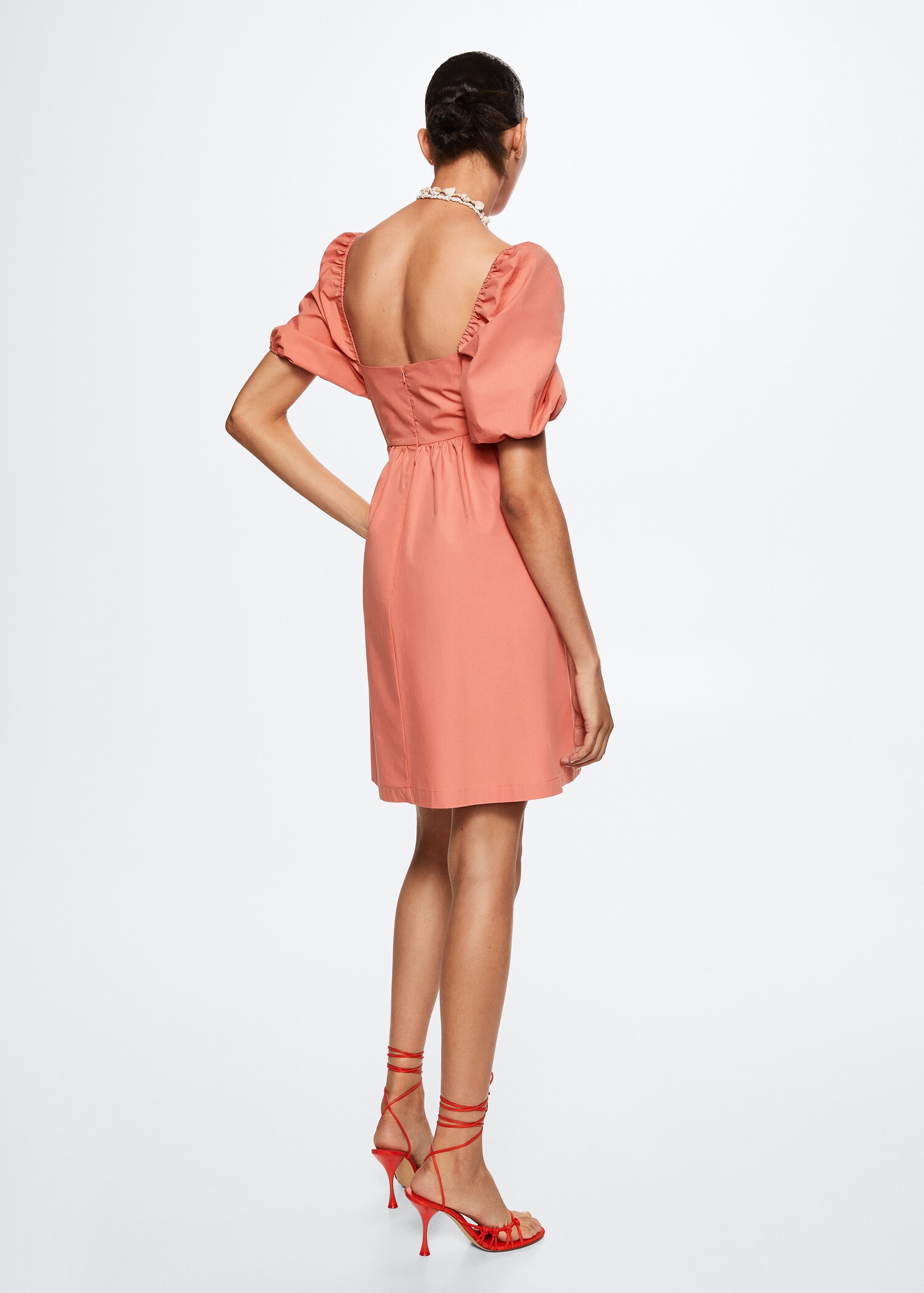 Puffed sleeves cotton dress - Reverse of the article
