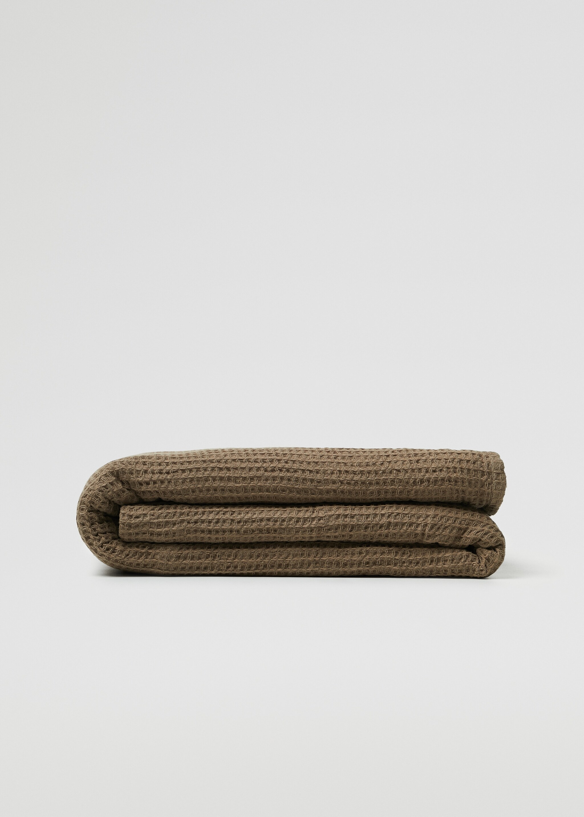 textured 100% cotton blanket - Article without model, Brown. Ref: 37092514-00.