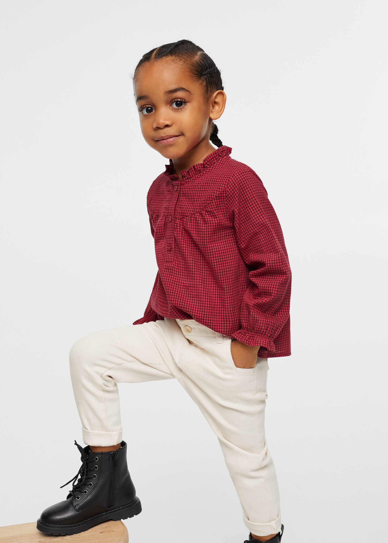 Blouse met ruitjesprint - Middenvlak