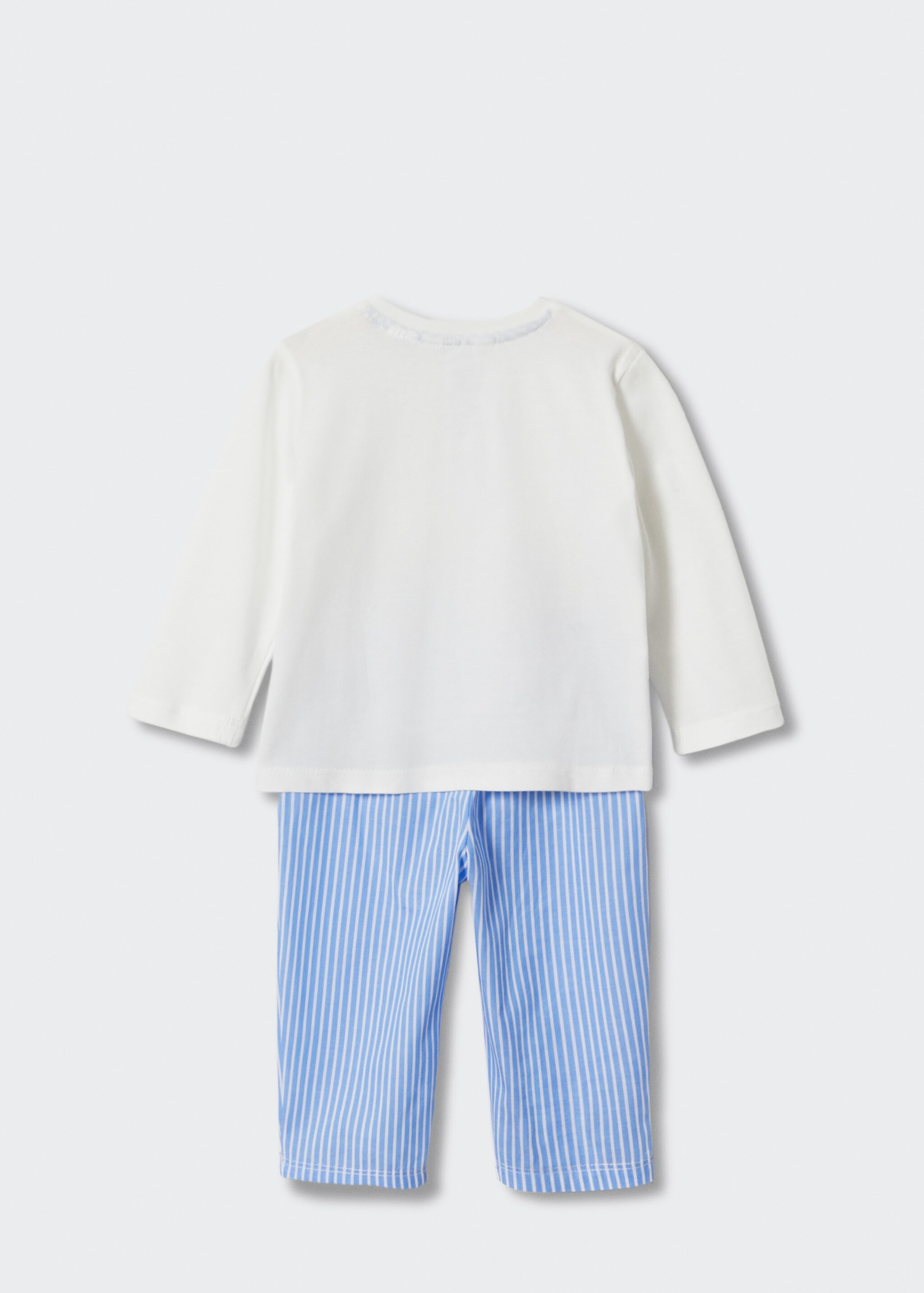 Pijama lungă din bumbac cu dungi - Spatele articolului