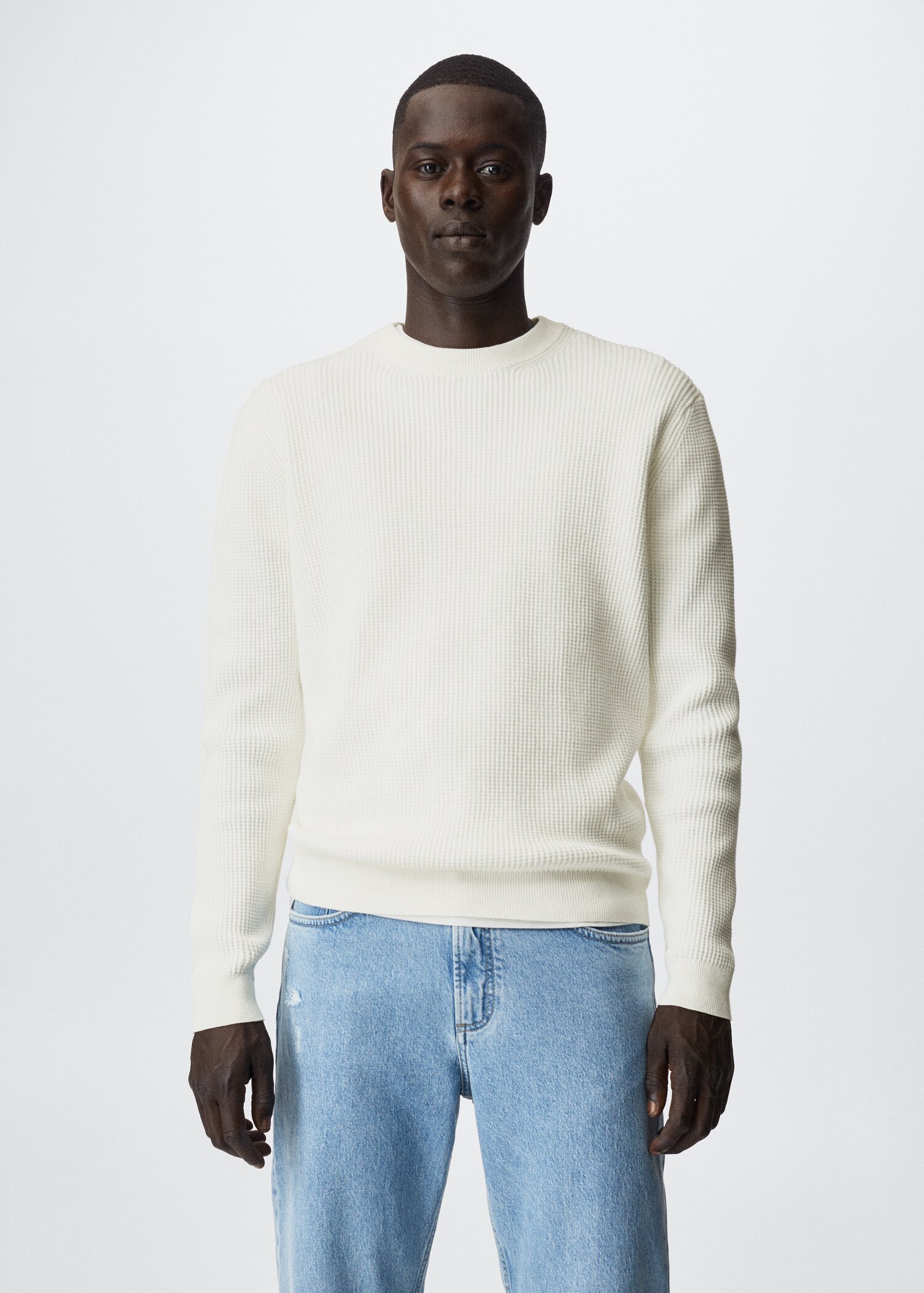 Structured cotton sweater - Medium plane
