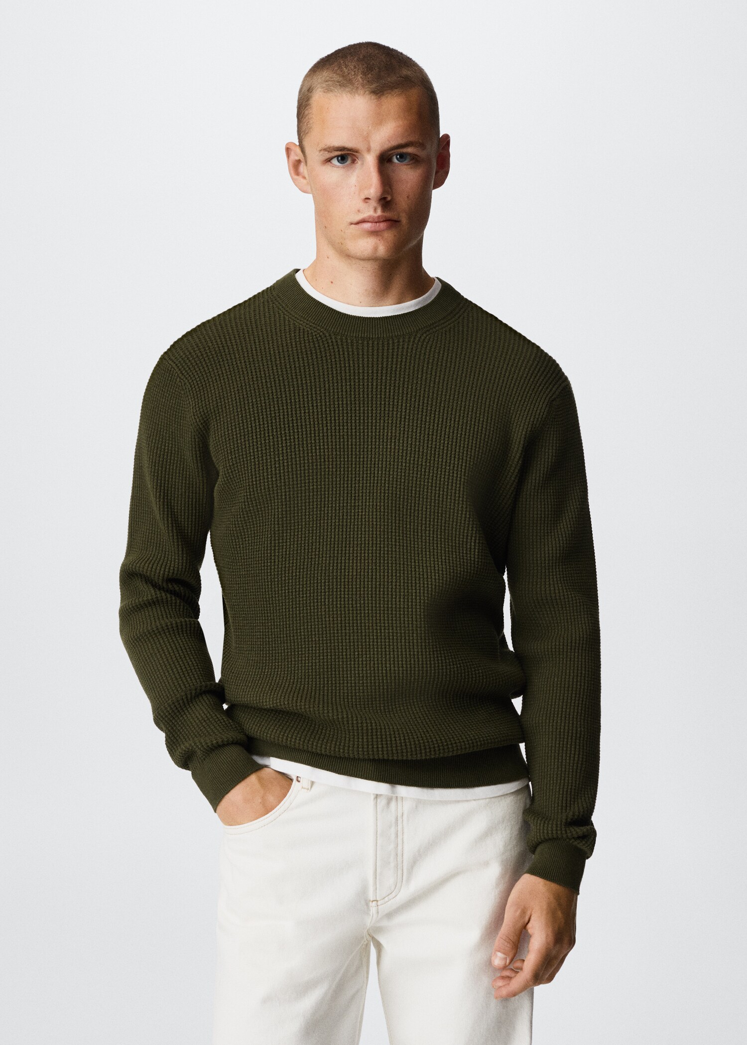 Structured cotton sweater - Medium plane