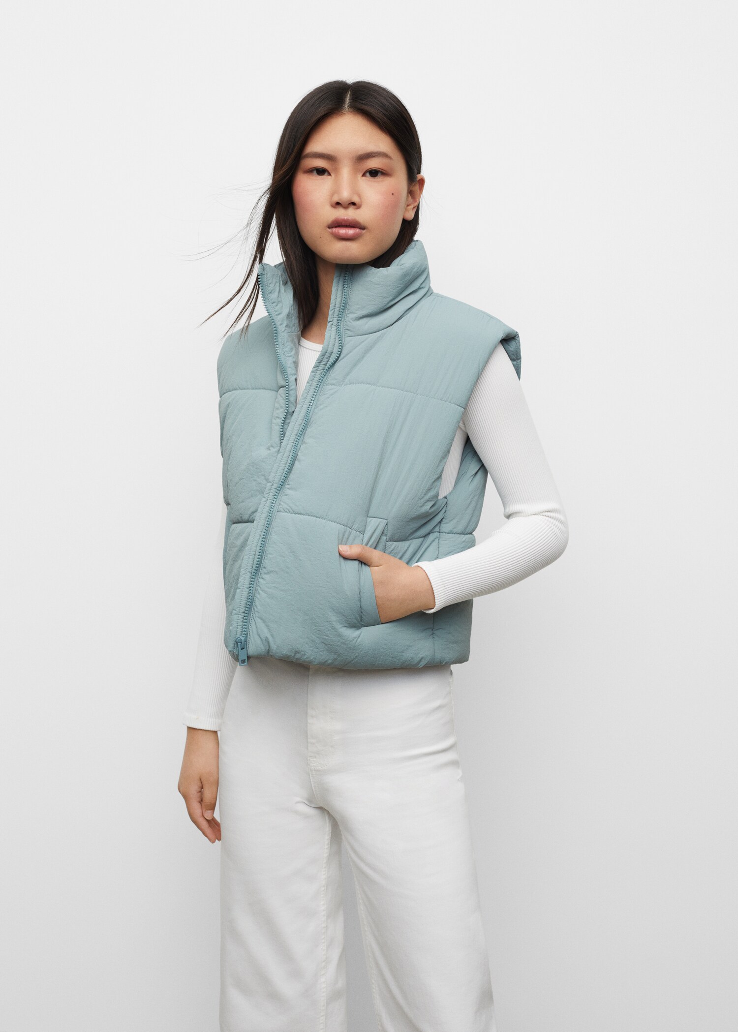Textured quilted gilet - Medium plane
