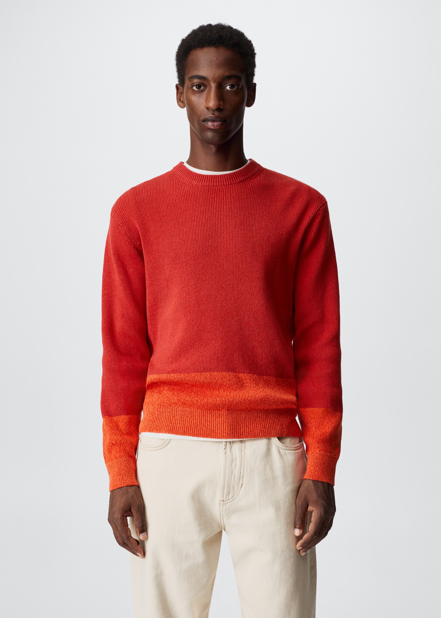 Colour block cotton sweater - Medium plane