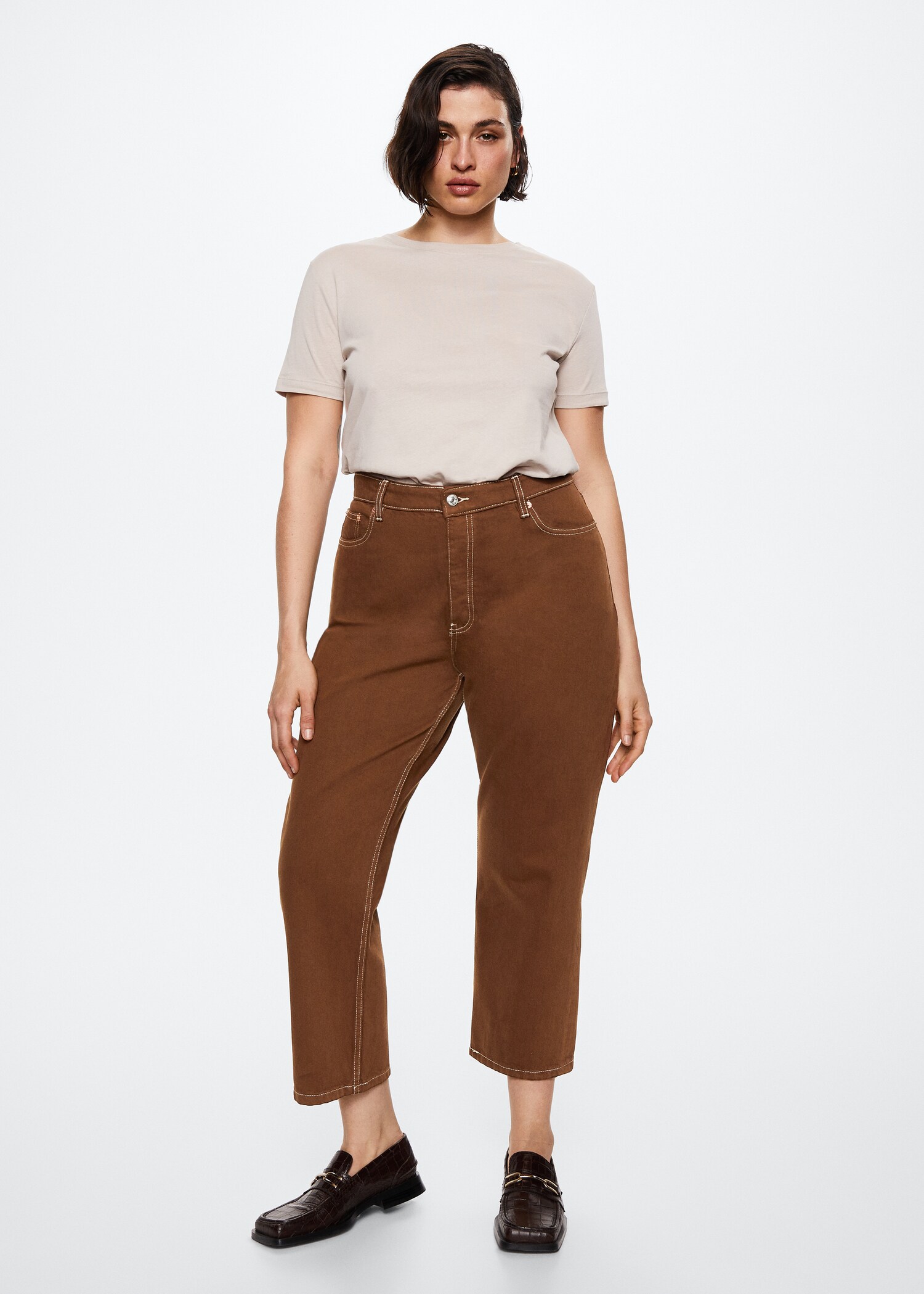 High-waist cropped straight jeans - Details of the article 3