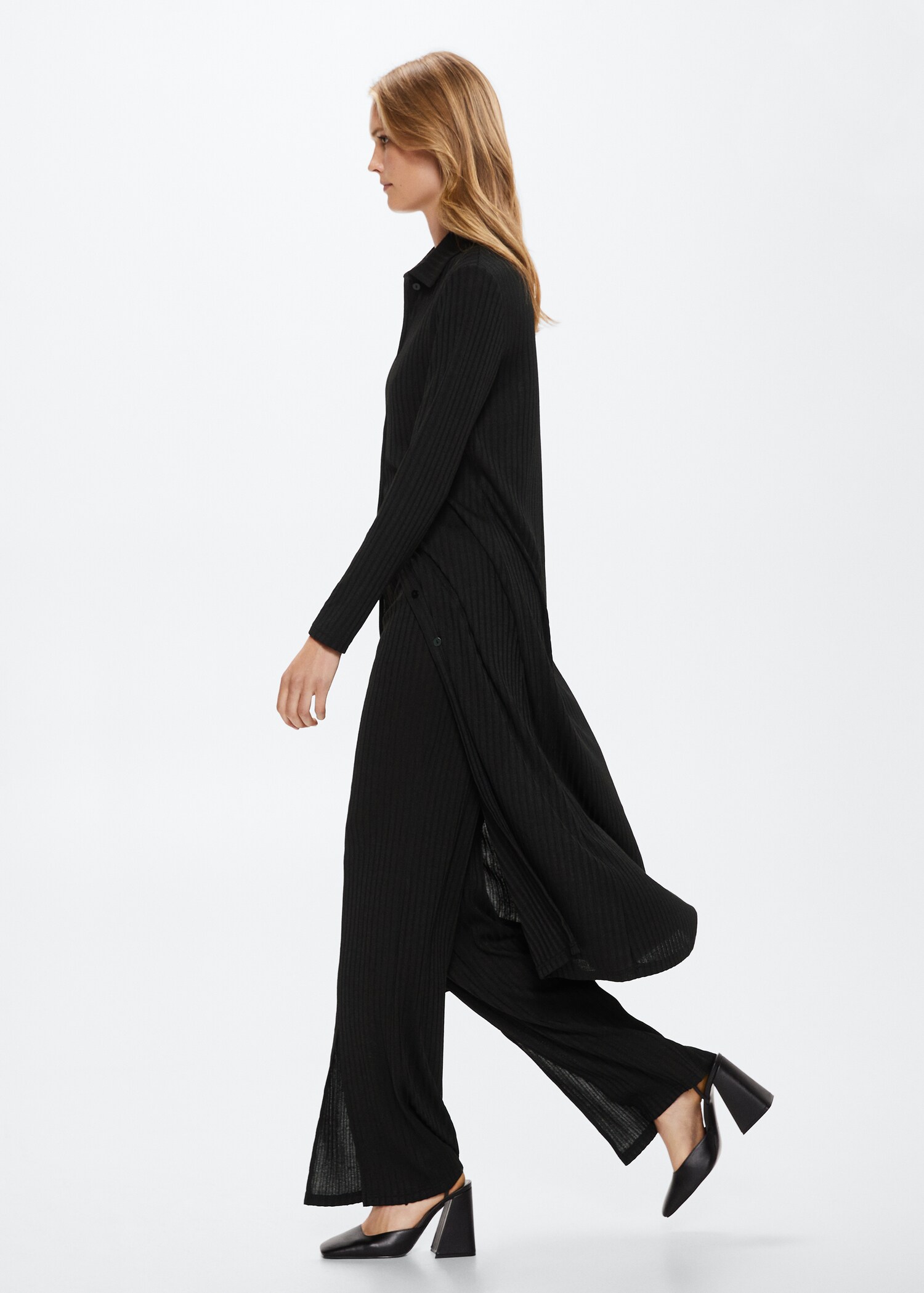 Ribbed long cardigan - Details of the article 1