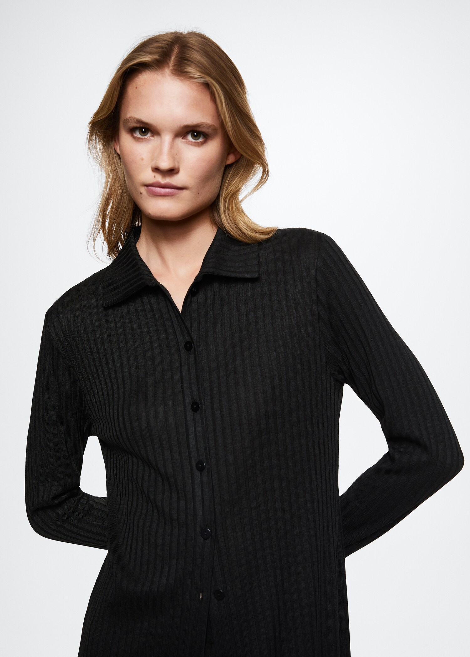 Ribbed long cardigan - Details of the article 2