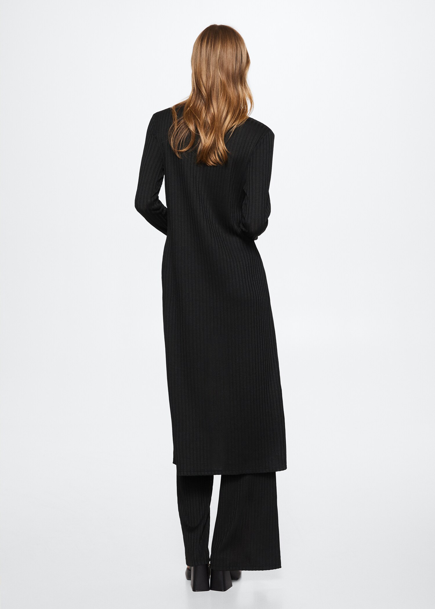 Ribbed long cardigan - Reverse of the article