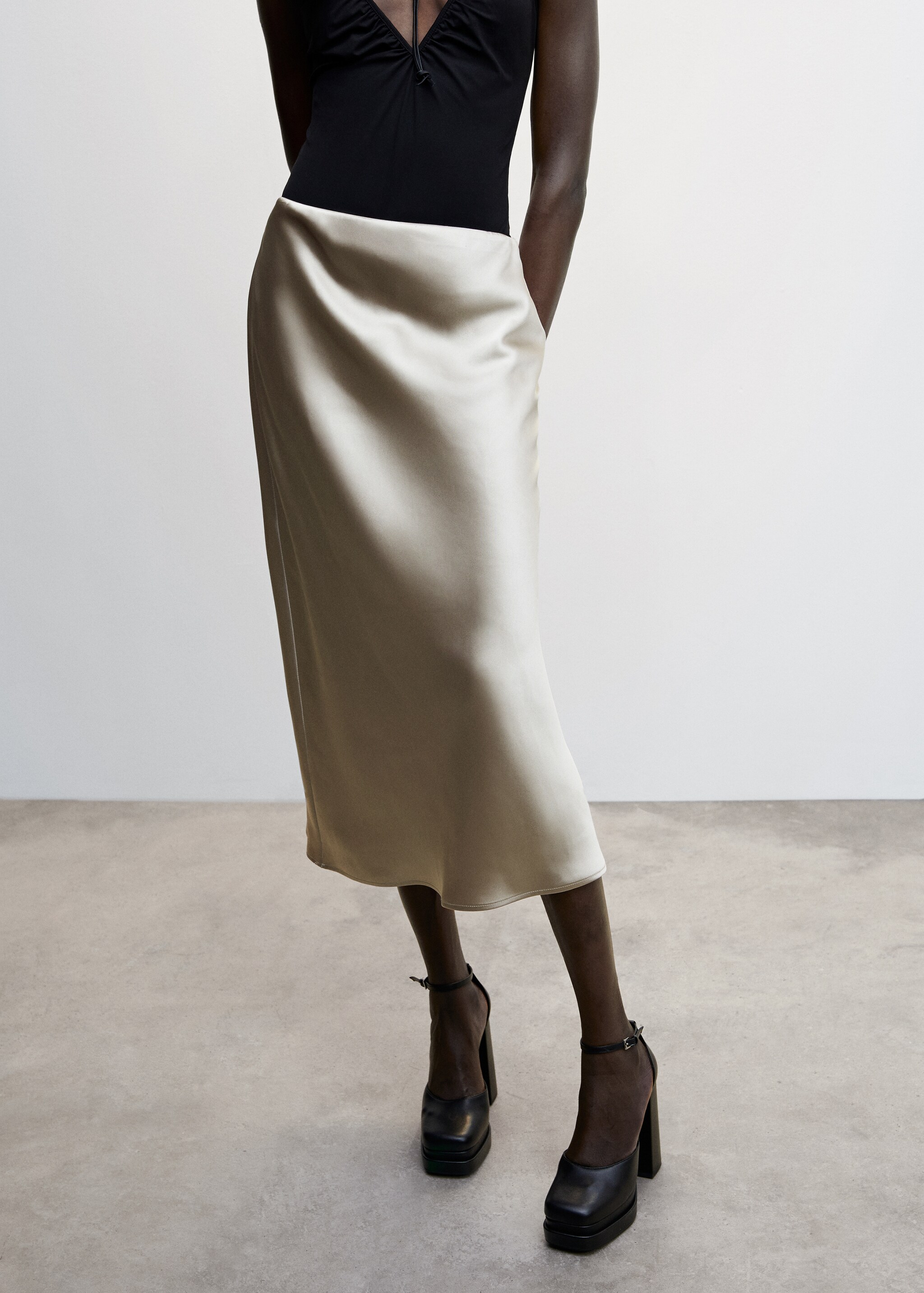 Midi satin skirt - Details of the article 6