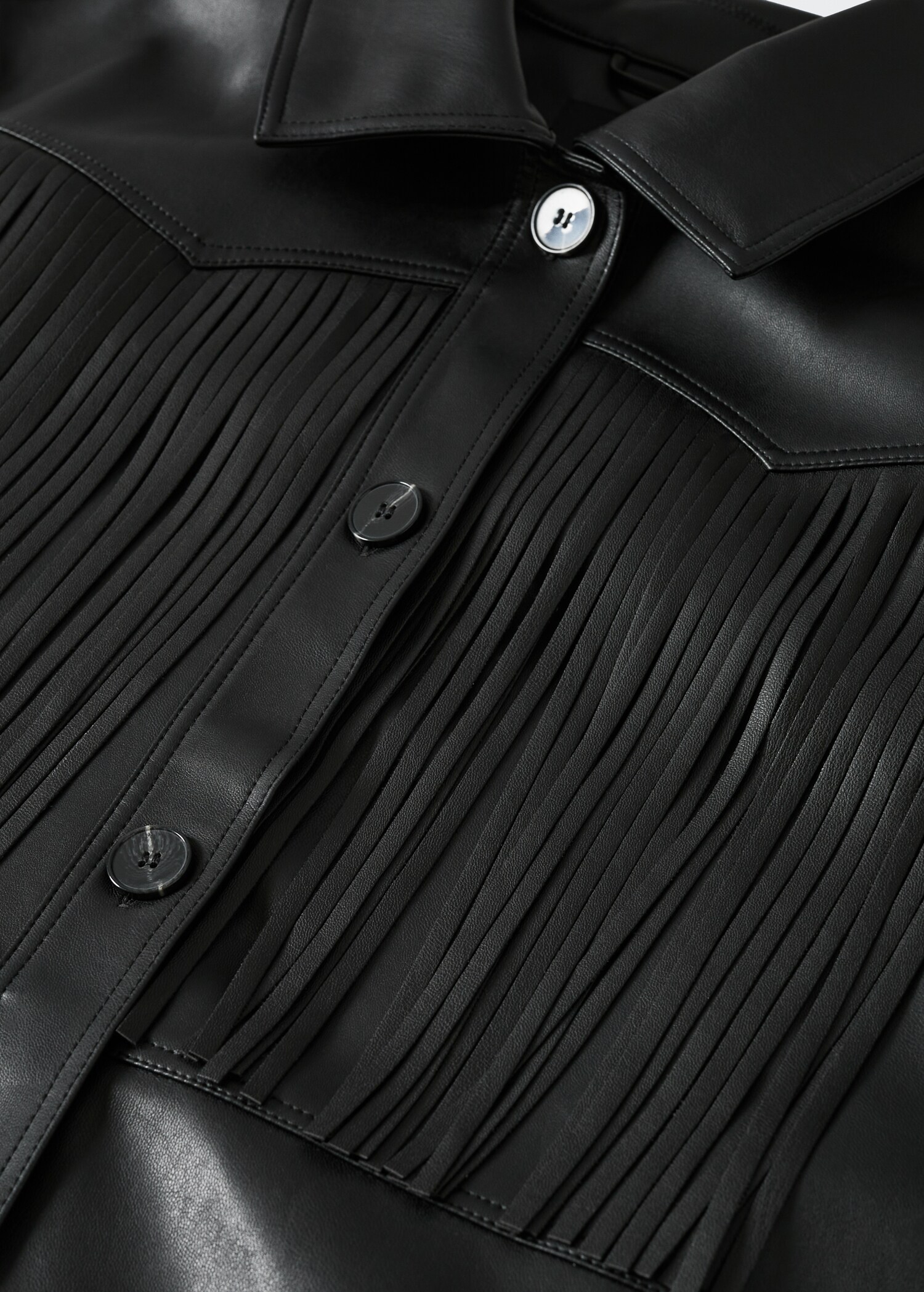 Leather-effect fringed jacket - Details of the article 8