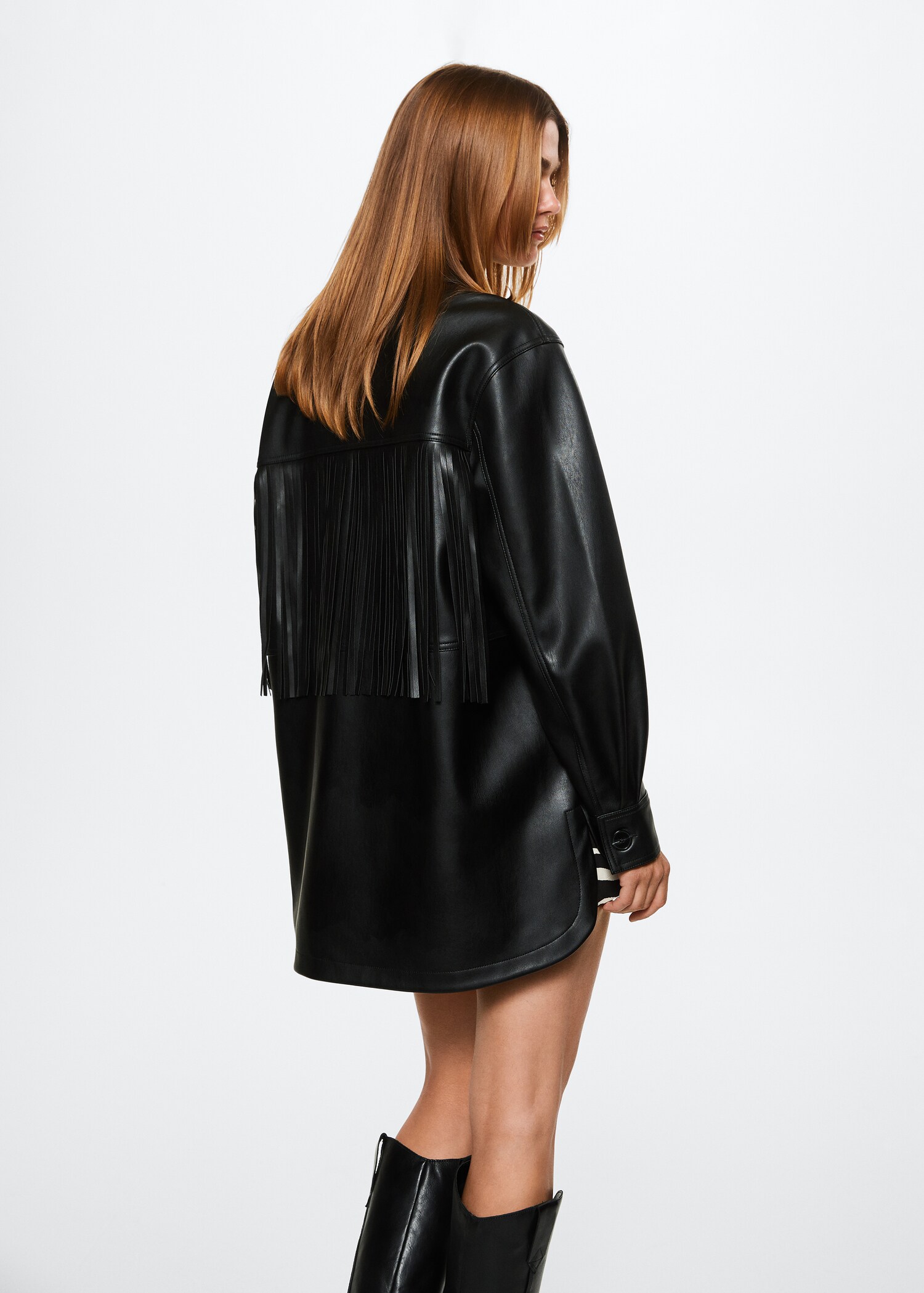 Leather-effect fringed jacket - Reverse of the article