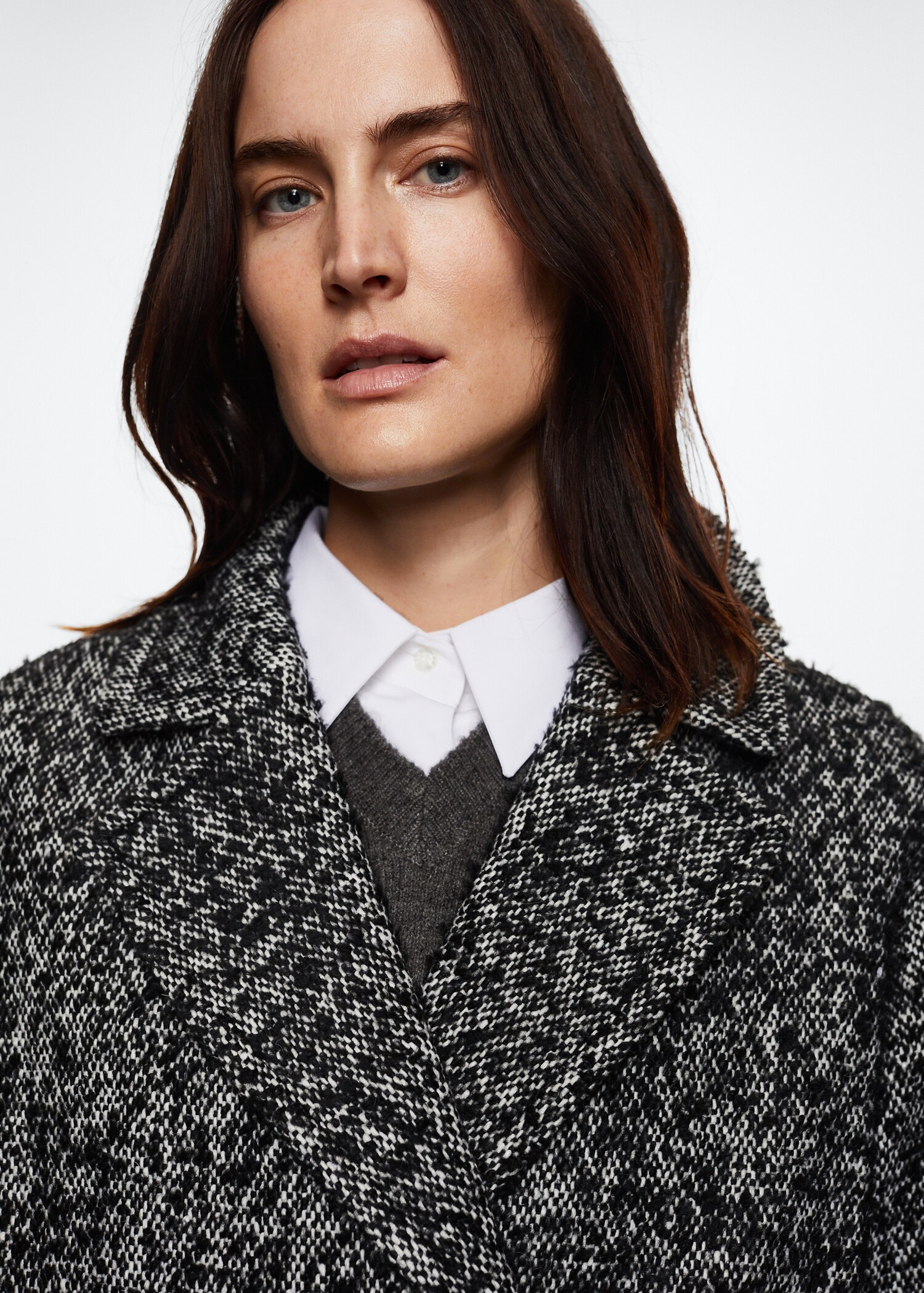 Flecked textured coat - Woman | MANGO OUTLET United Kingdom