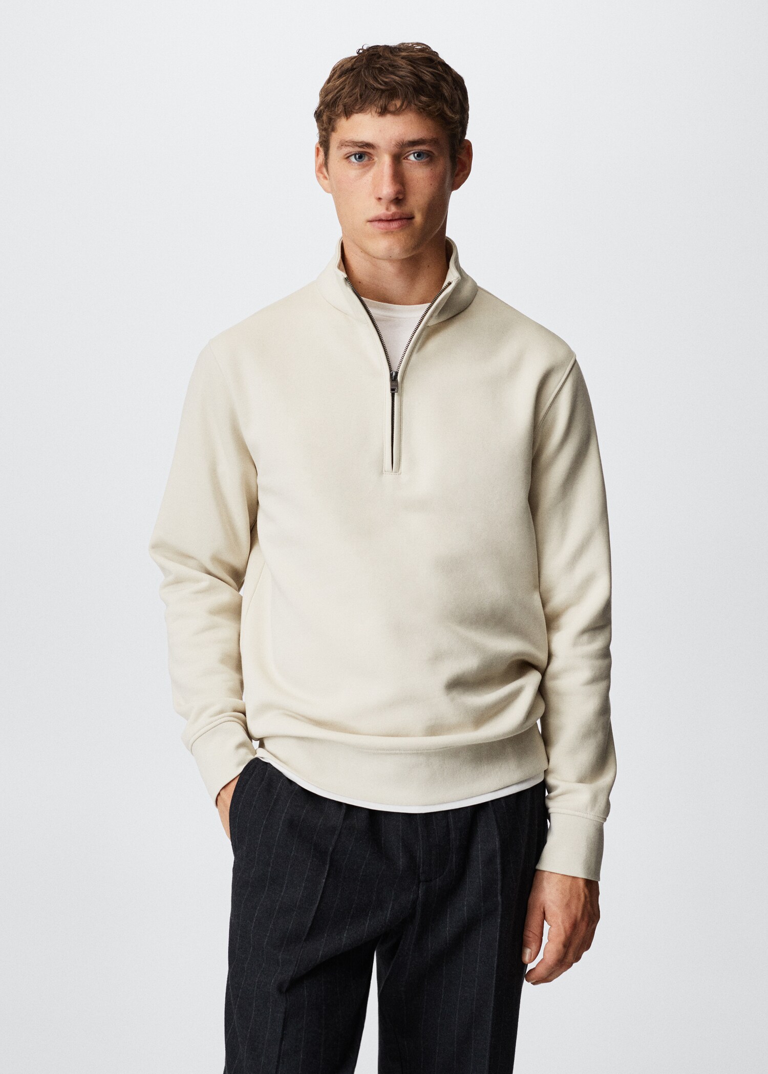 Cotton sweatshirt with zip neck - Medium plane