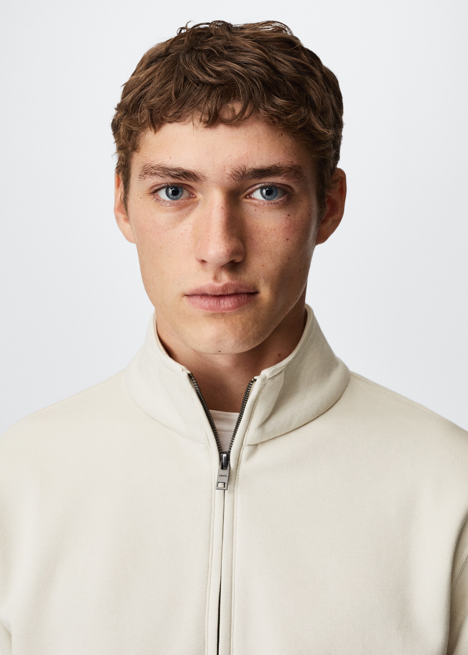 Cotton sweatshirt with zip neck - Details of the article 1