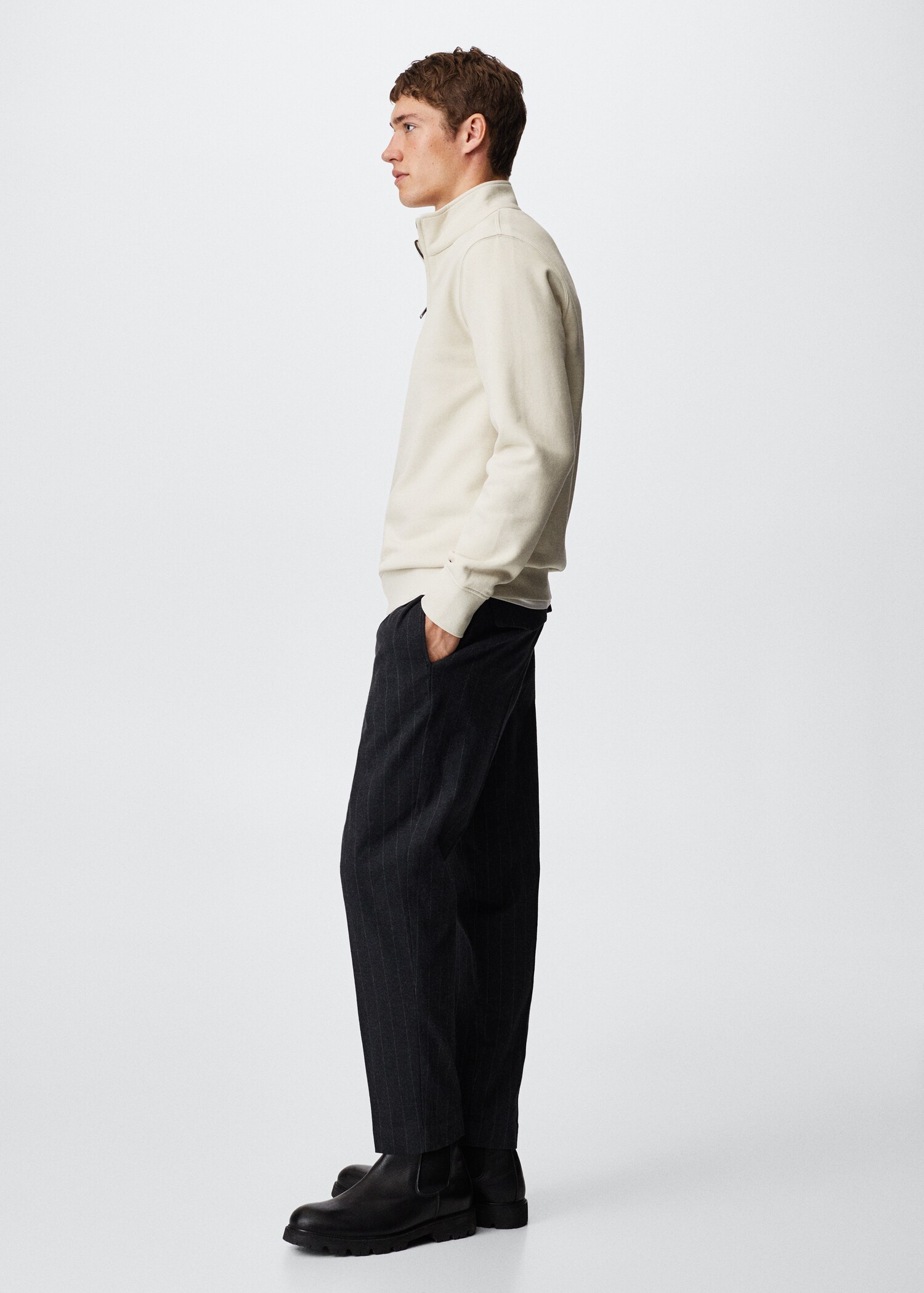 Cotton sweatshirt with zip neck - Details of the article 2