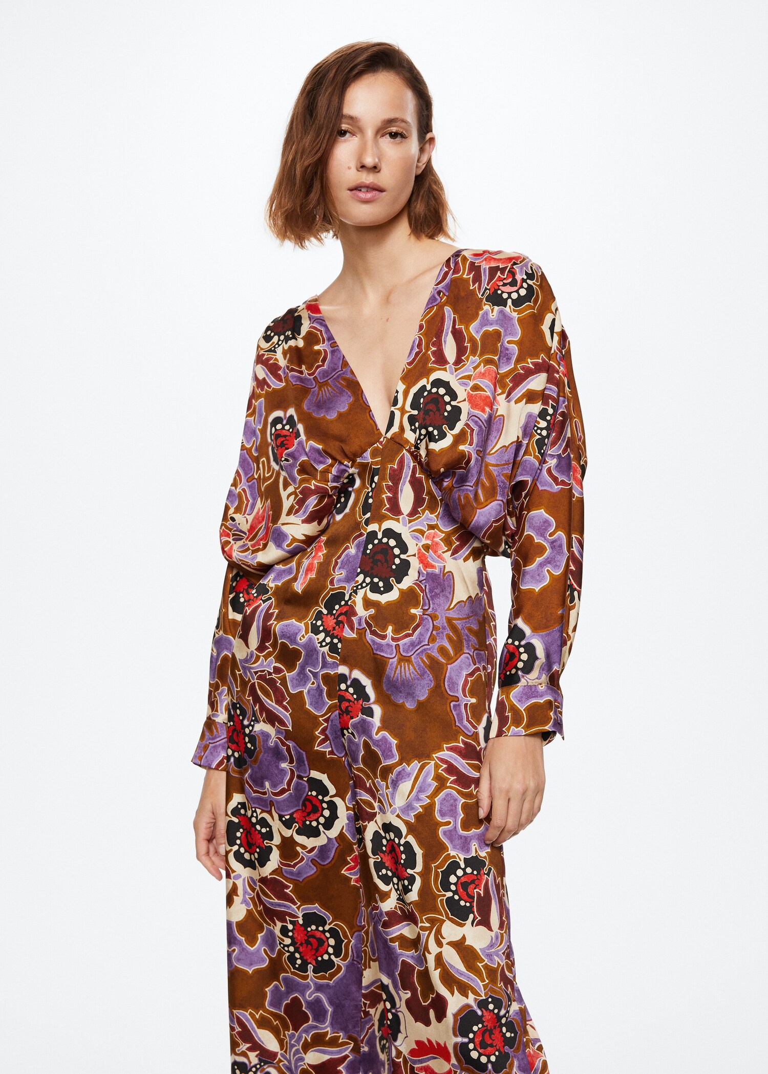 Printed satin jumpsuit - Medium plane