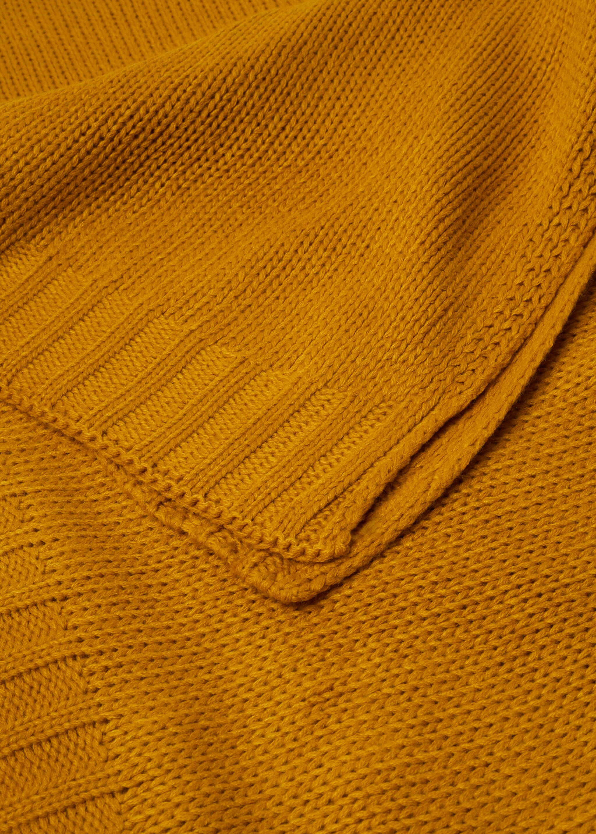 Pătură din tricot cu punct deschis 130x180 cm - Plan mediu, Curry. Ref: 37097710-00.