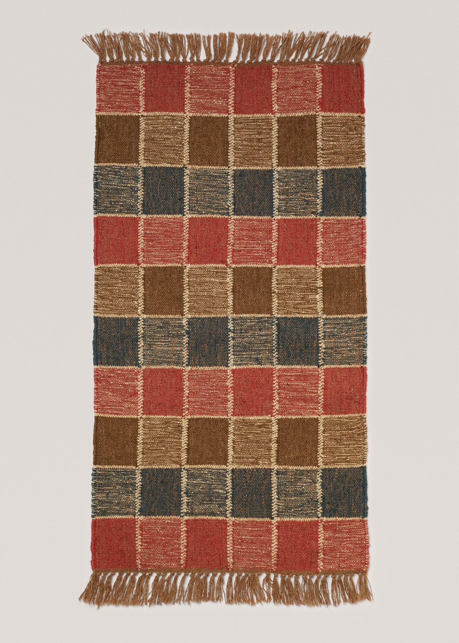 Dywan w kratę z frędzlami 60 x 120 cm - Artykuł bez modela/modelki