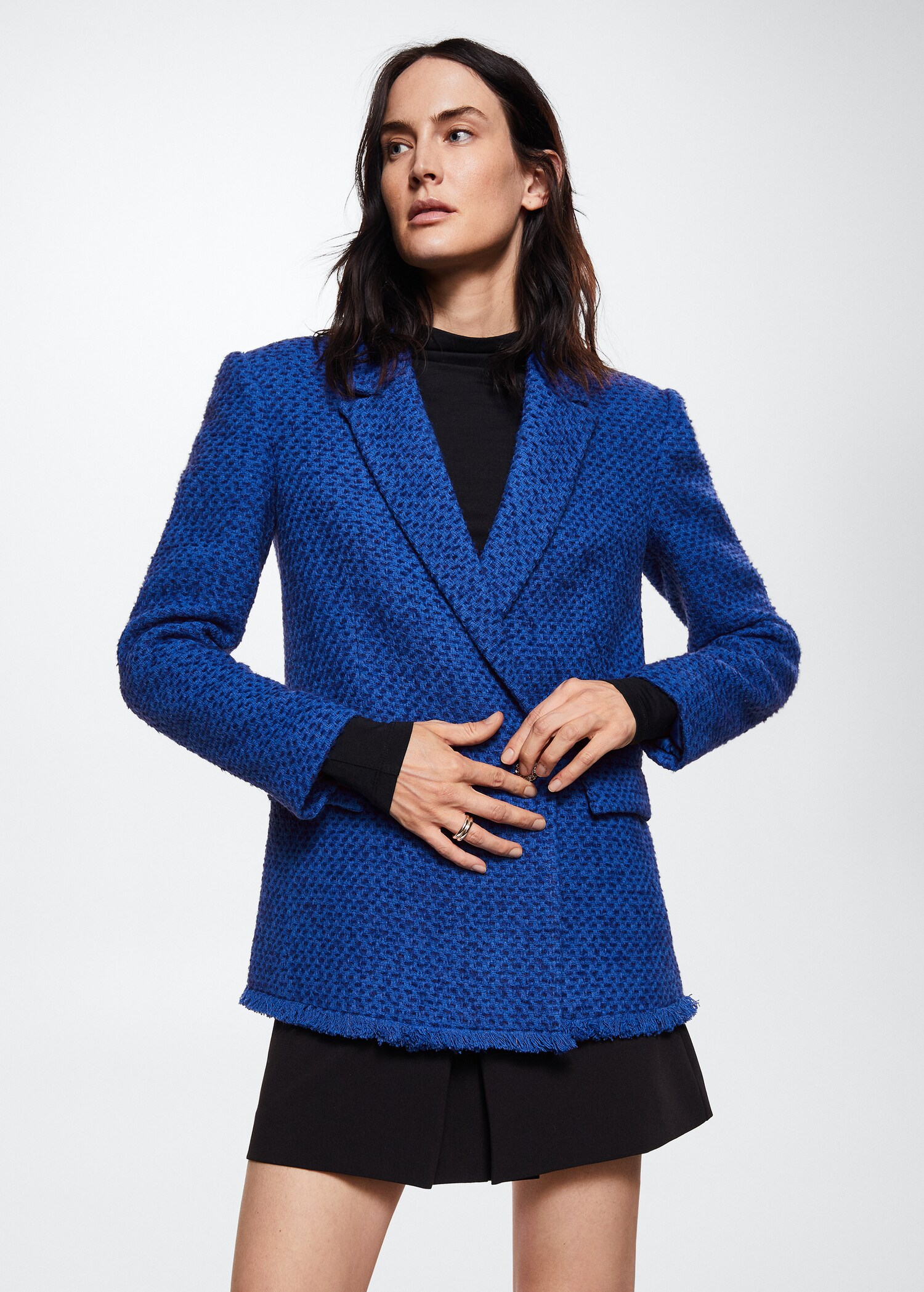 Tweed-Blazer mit Schmuckknöpfen - Mittlere Ansicht