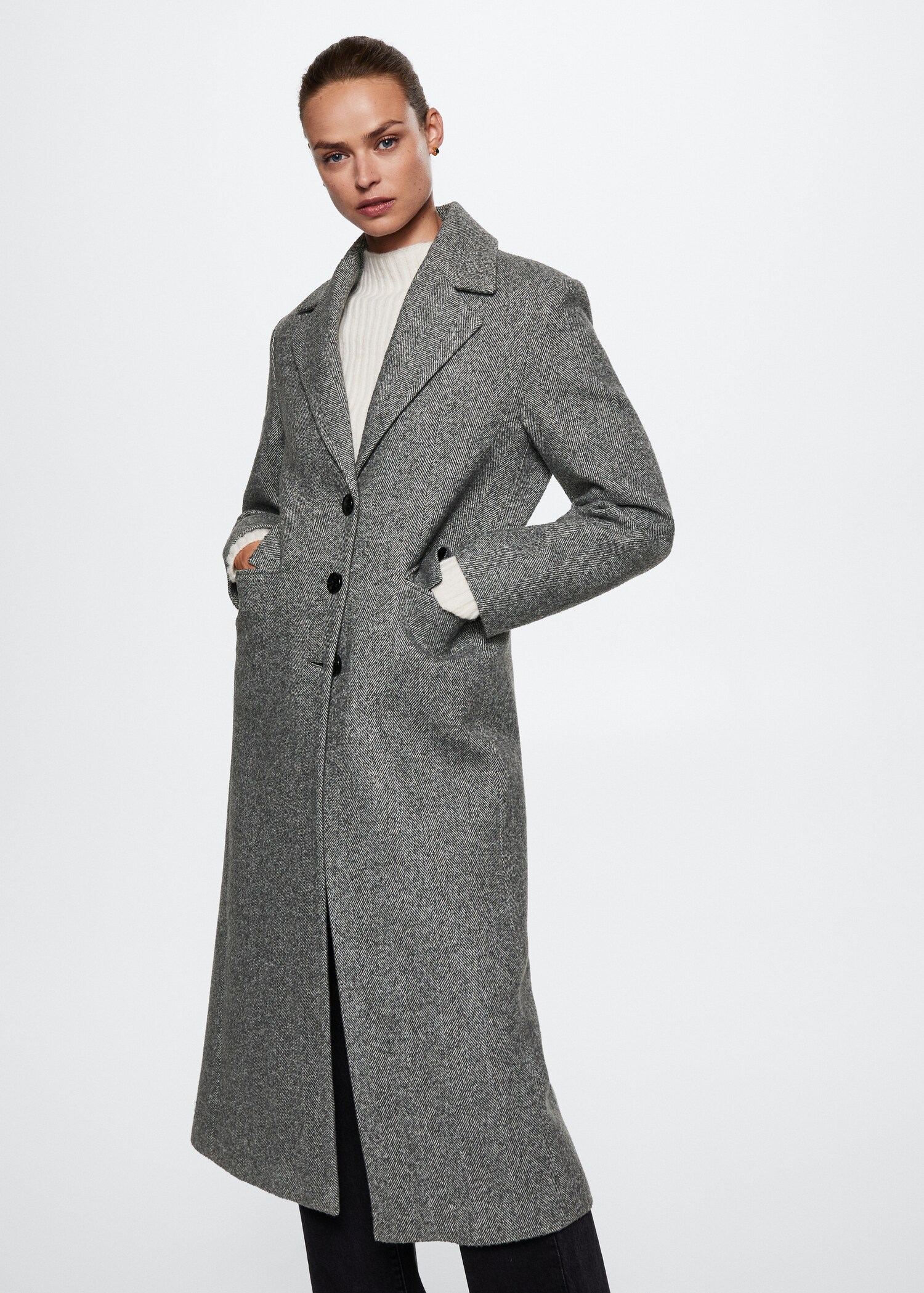 Herringbone oversized coat - Woman | MANGO OUTLET Greece
