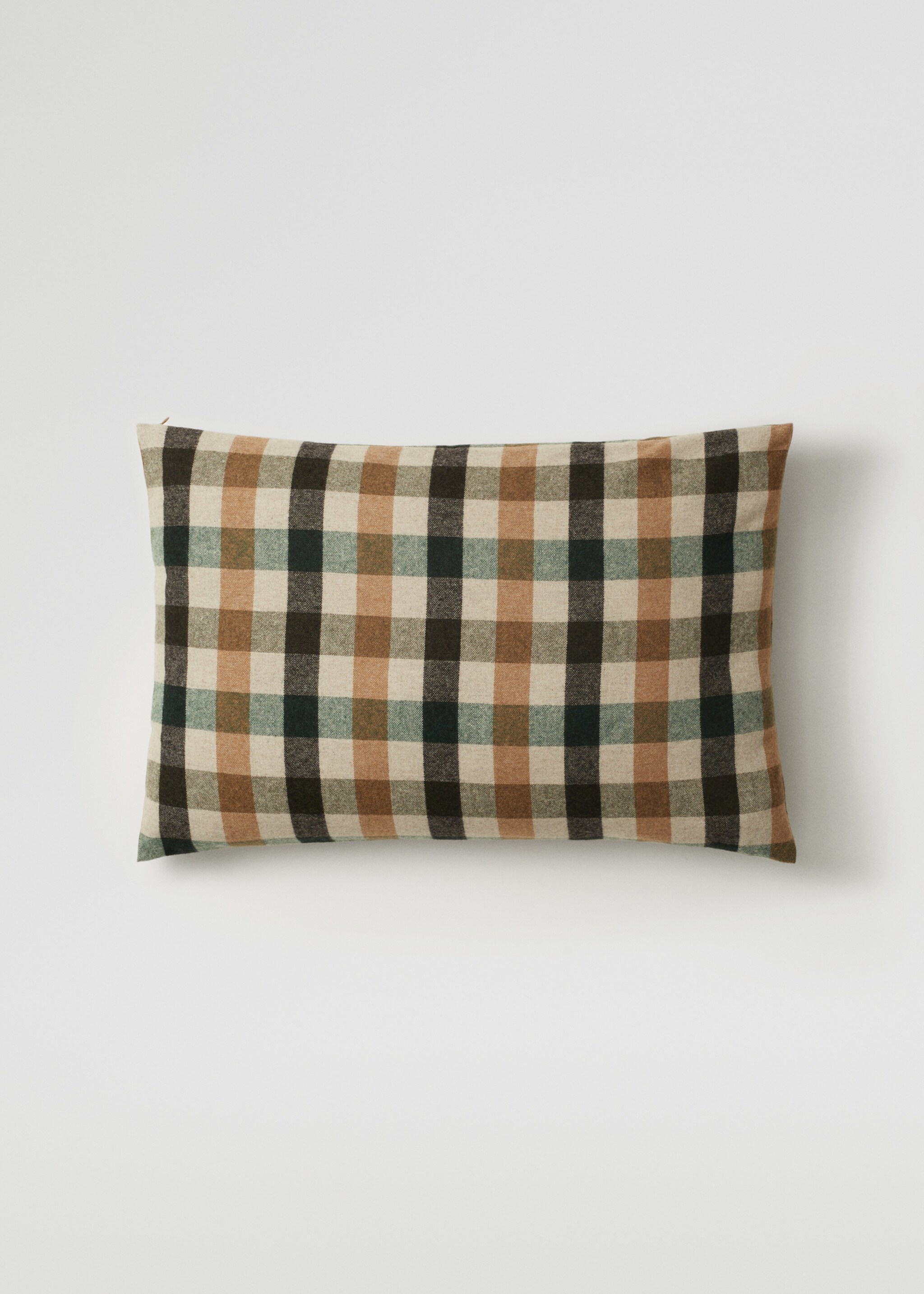 Housse de coussin laine carreaux 40x60 cm - Article sans modèle, Vert. Ref: 37106326-00.