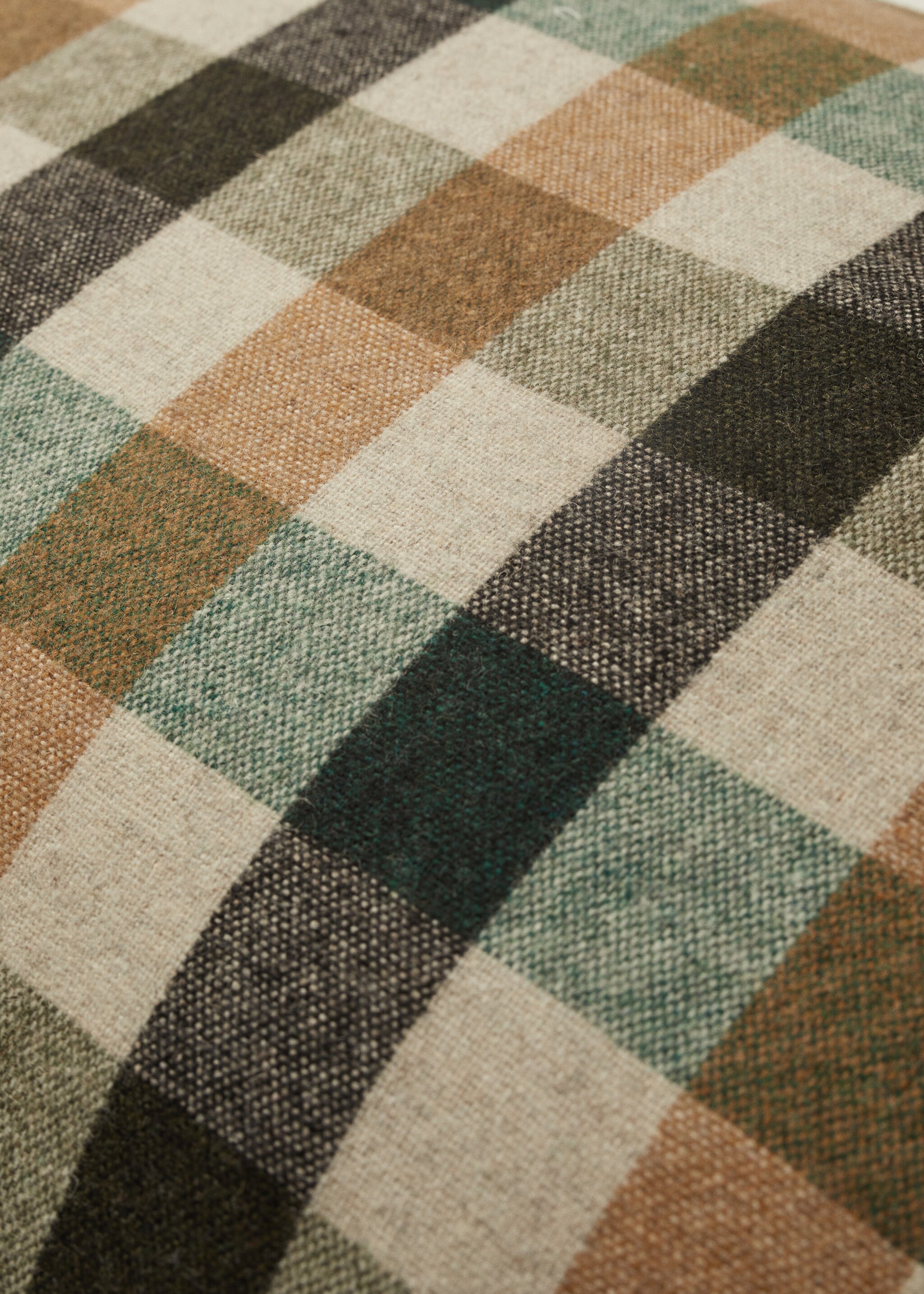 Housse de coussin laine carreaux 40x60 cm - Détail de l'article 5, Vert. Ref: 37106326-00.