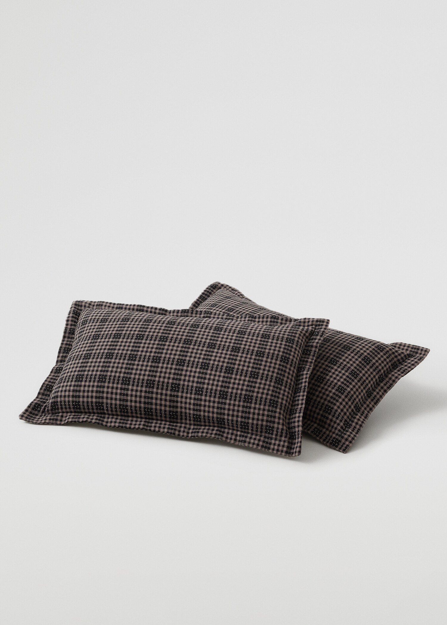 Checked 100% cotton cushion case 30x50cm - Medium plane