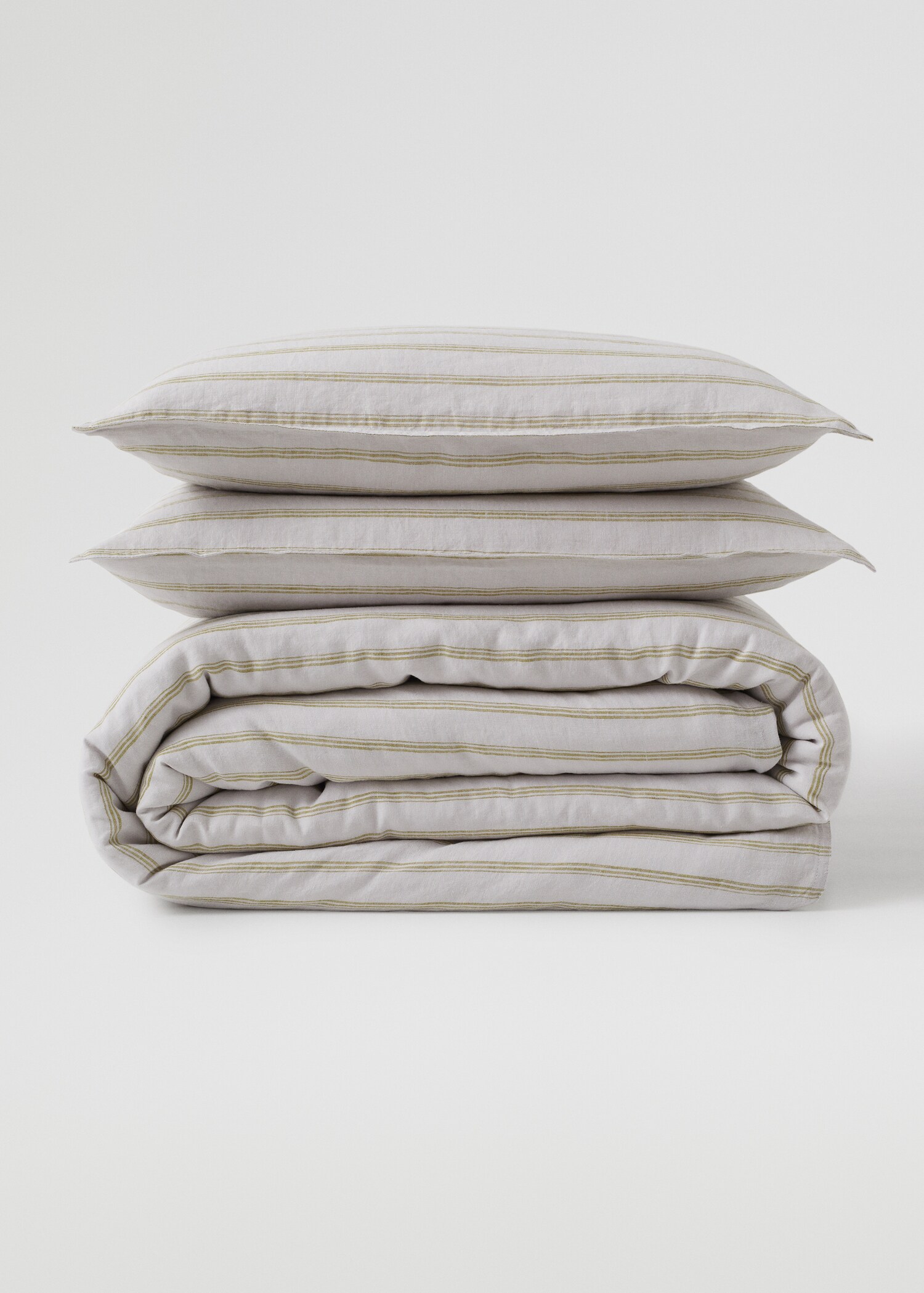100% linen striped duvet cover 220x220cm - Article without model