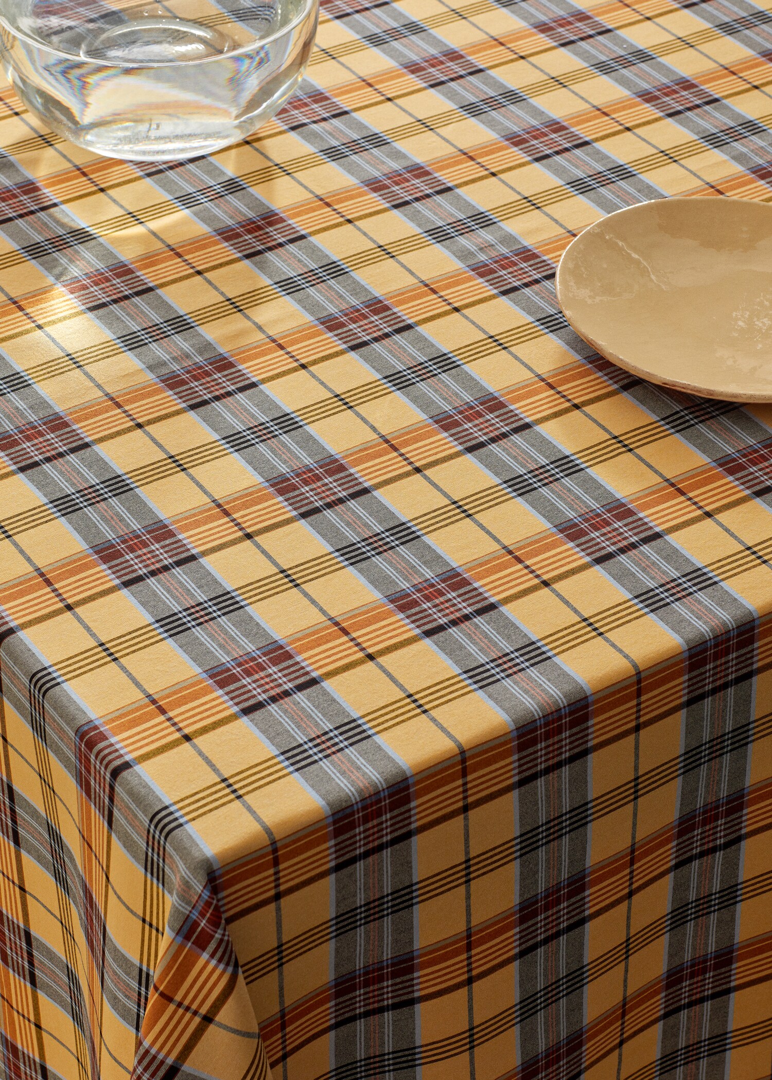 Organic cotton gingham check tablecloth 150x250cm - Medium plane