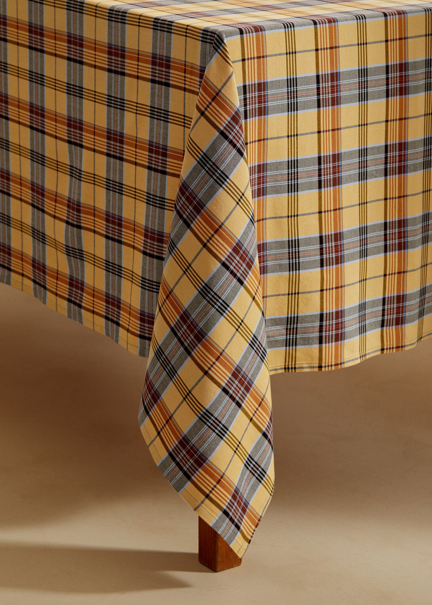 Organic cotton gingham check tablecloth 150x250cm - Details of the article 3