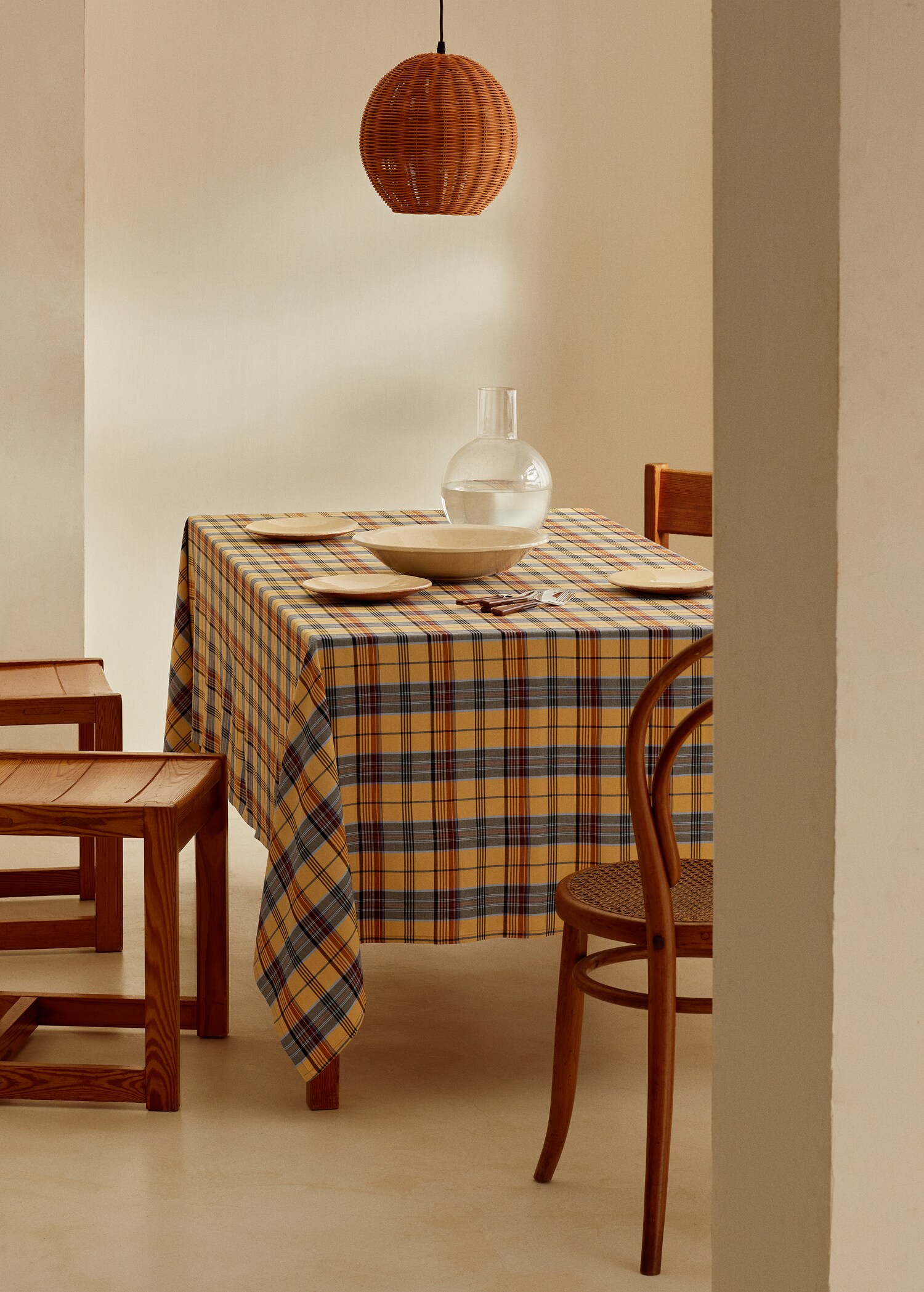 Organic cotton gingham check tablecloth 150x250cm - Details of the article 8