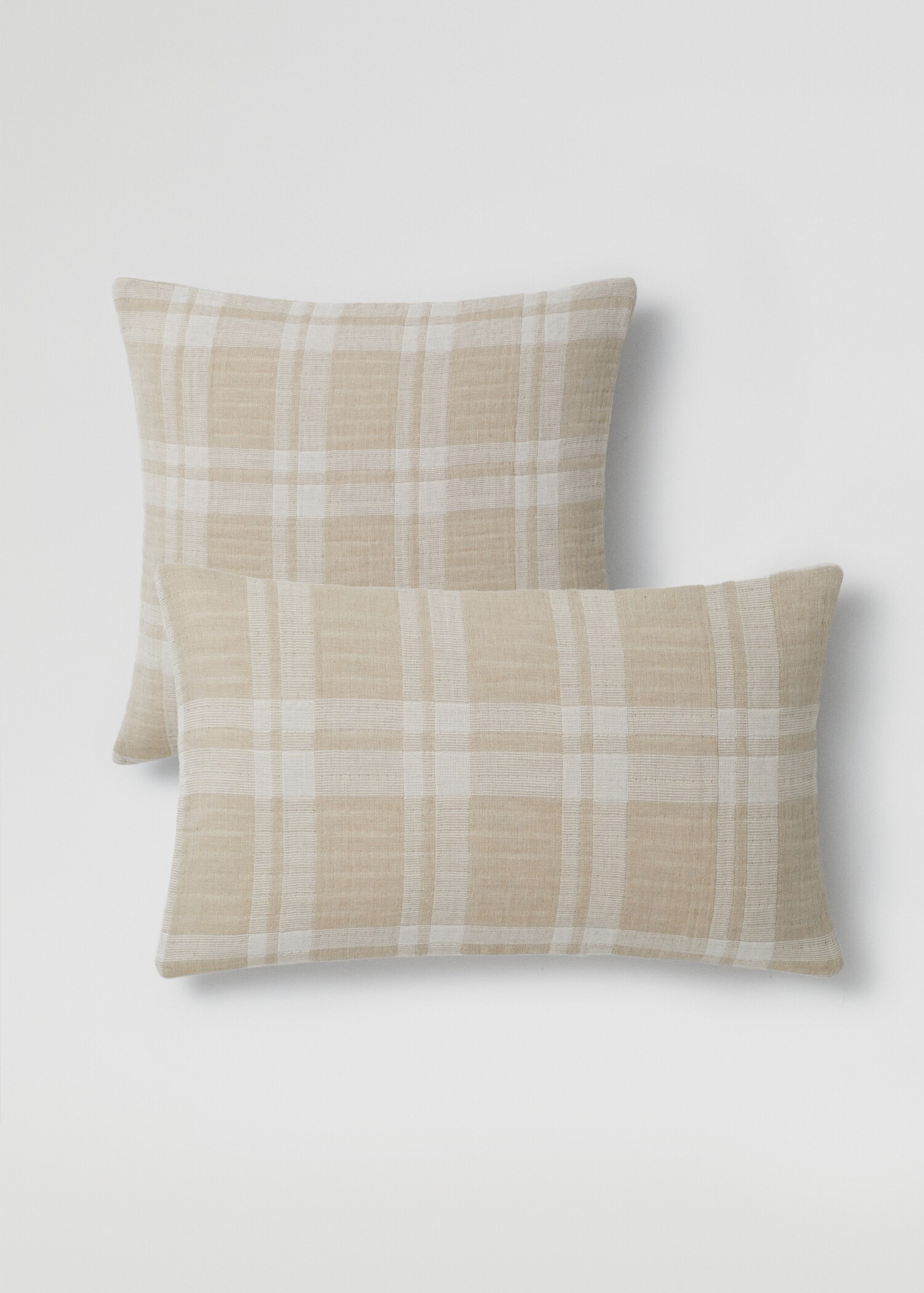 Housse de coussin 100 % coton carreaux 30x50 cm - Plan moyen