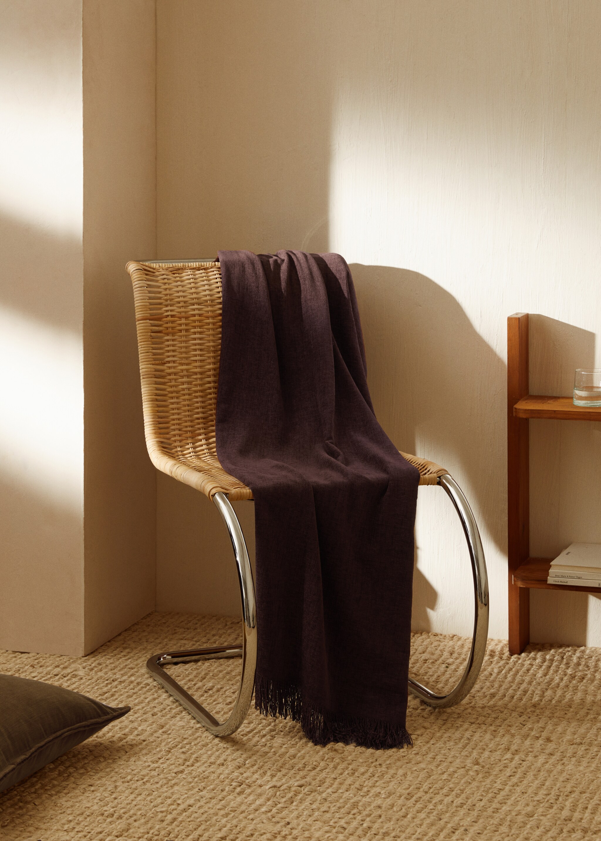 Decke mit Fransen 140 x 190 cm - Detail des Artikels 8, Bordeaux. Ref: 37194398-00.