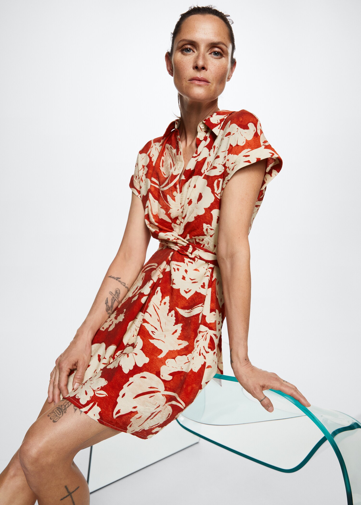 Floral shirt dress - Details of the article 1