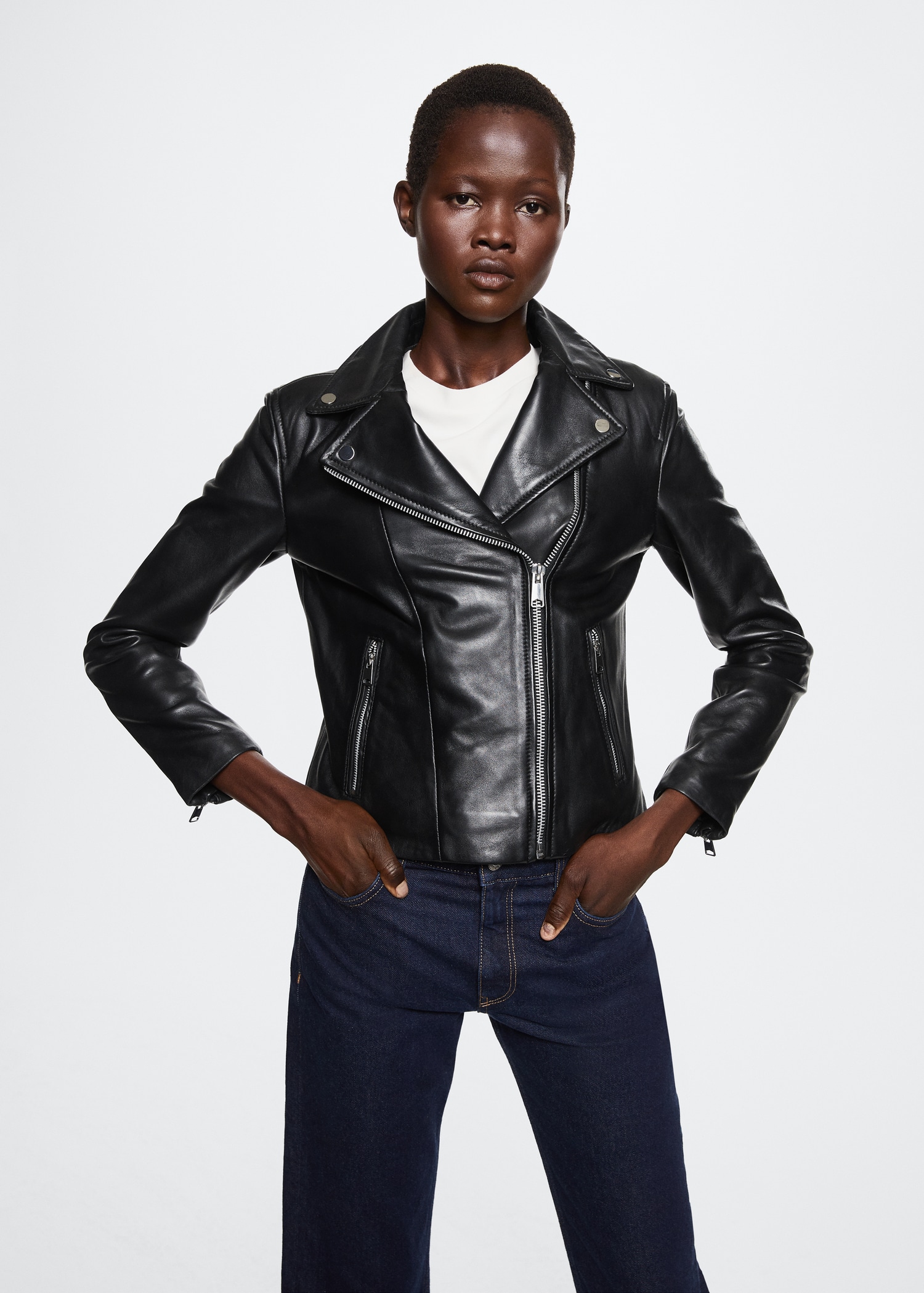 Leather biker jacket - Medium plane