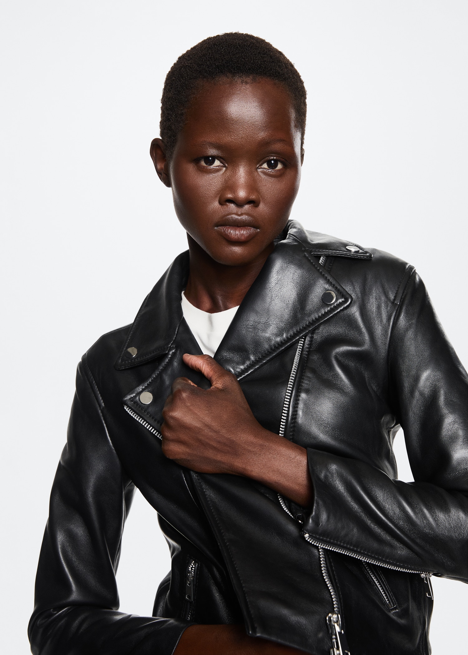Leather biker jacket - Details of the article 2