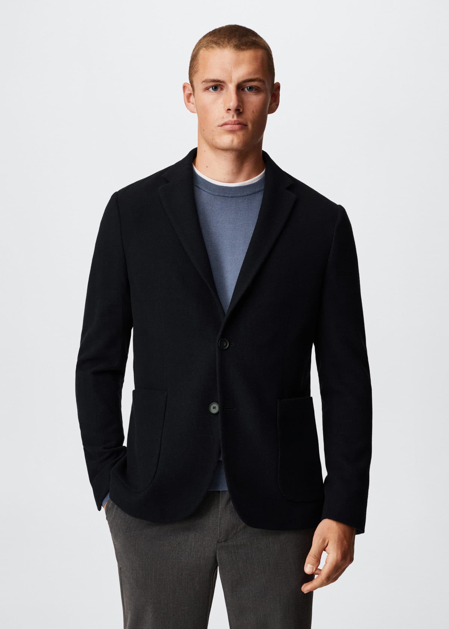 Slim-fit wool-blend jacket - Medium plane