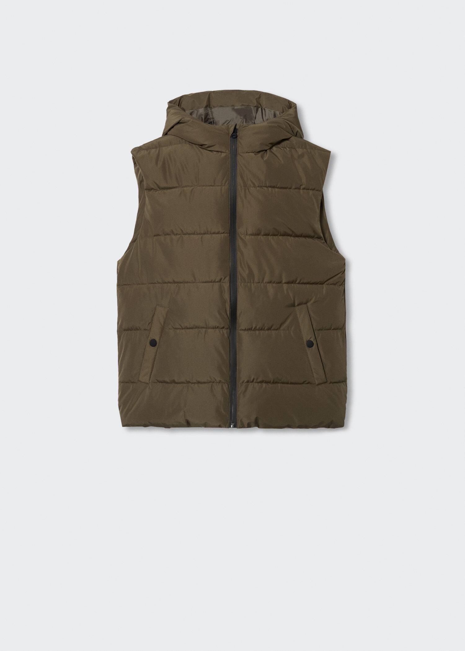 Down feather gilet with hood - Article without model