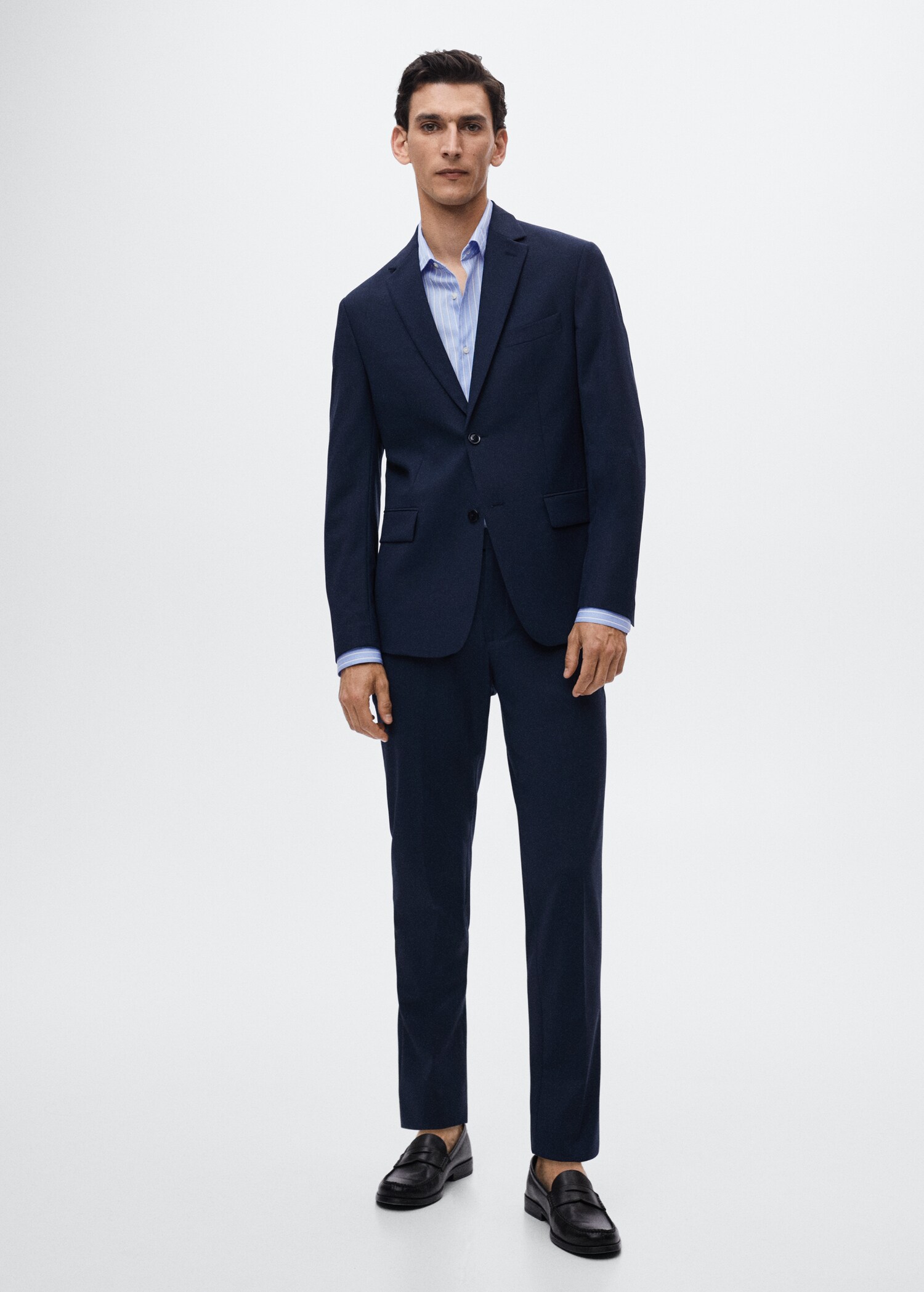 Slim fit cotton striped suit shirt - General plane