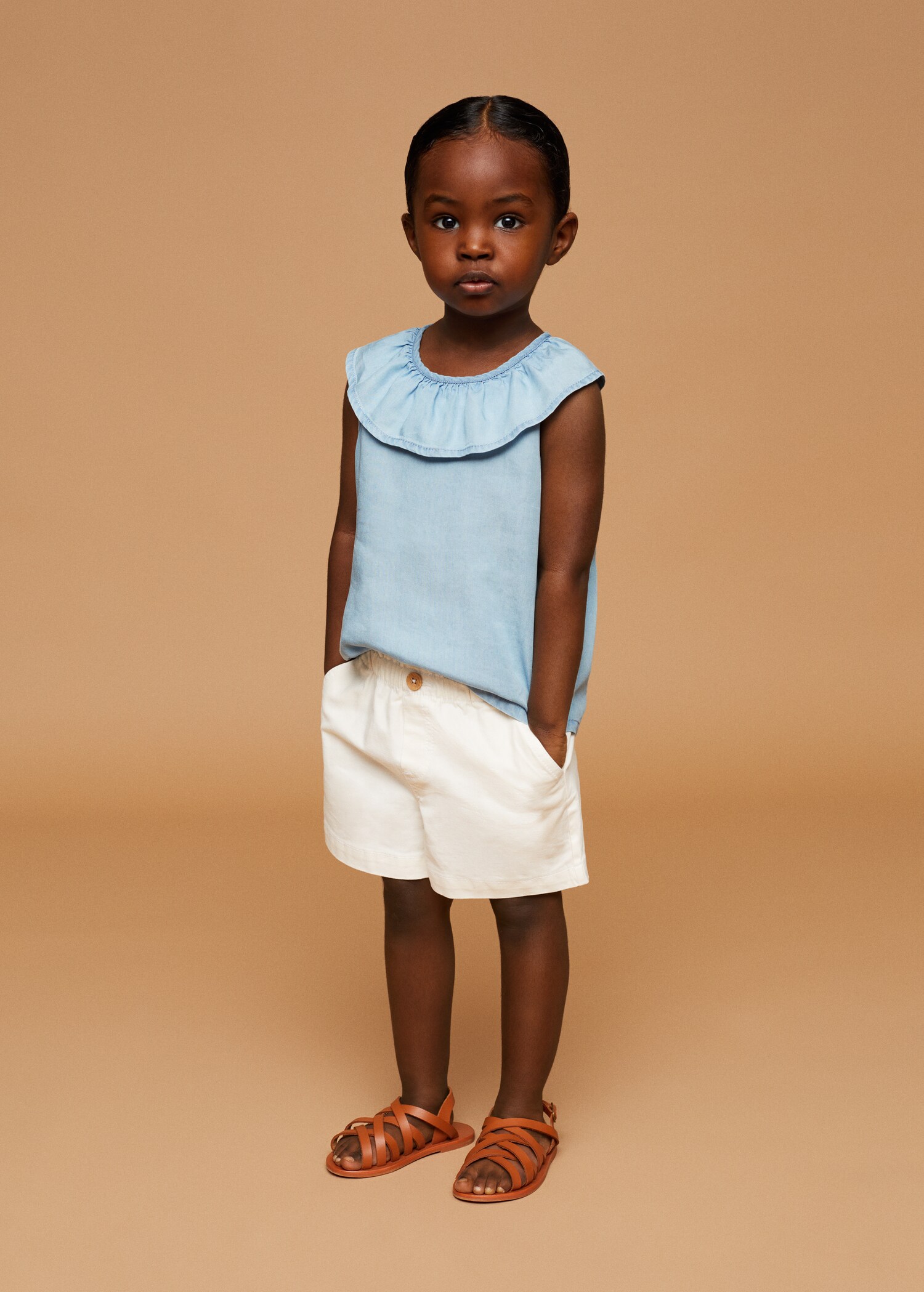 Cotton drawstring waist shorts - General plane