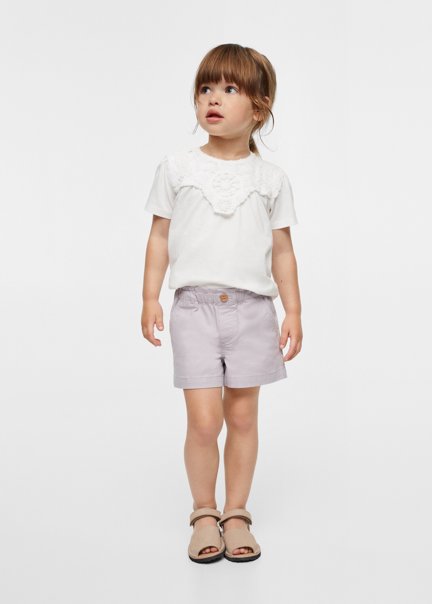 Cotton drawstring waist shorts - General plane